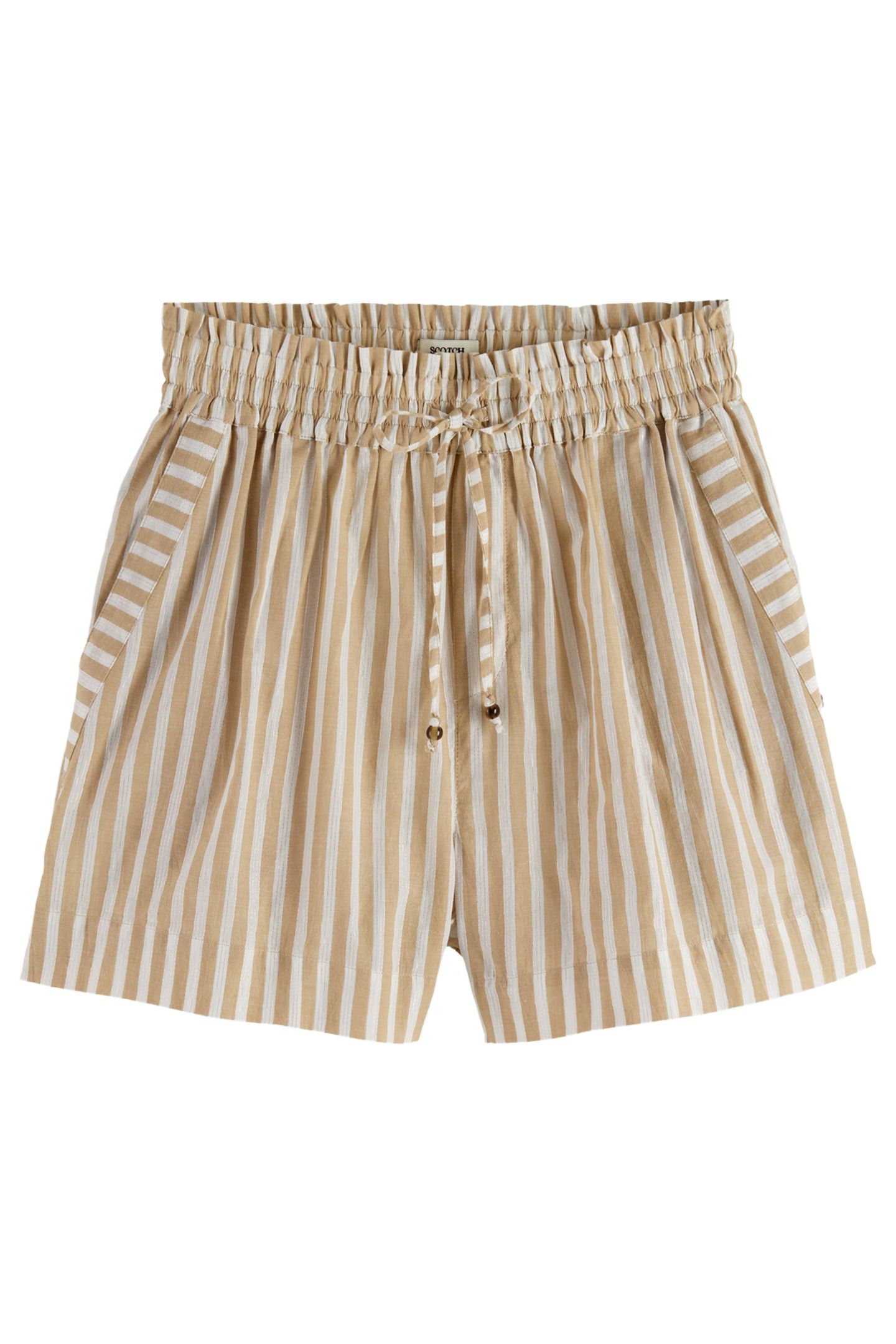HIGH RISE LUREX STRIPE PRINTED SHORTS BLOCK PRINT 4