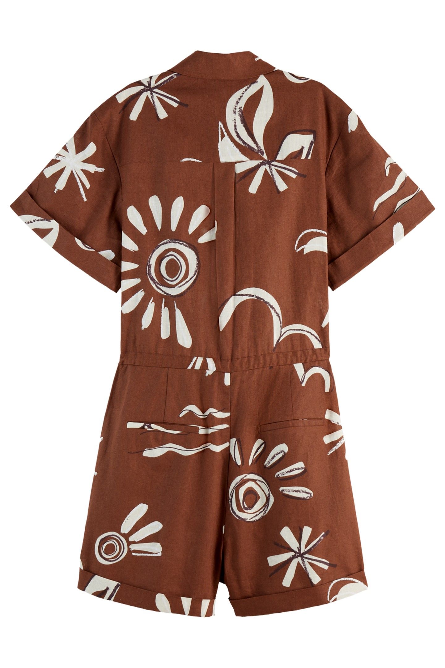 LINEN UTILITY PLAYSUIT INKY SUN BROWN 4