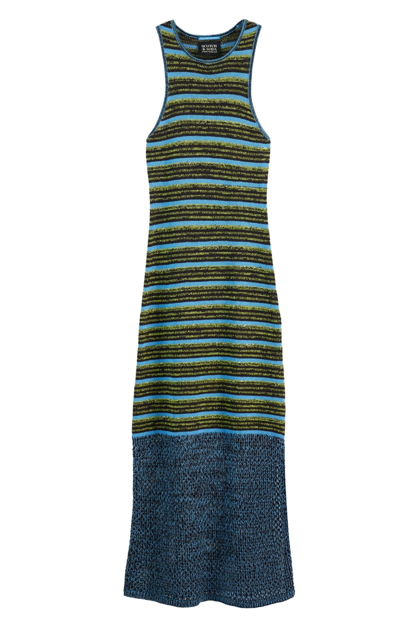 SEQUIN STRIPE KNITTED DRESS WASHED BLACK 3