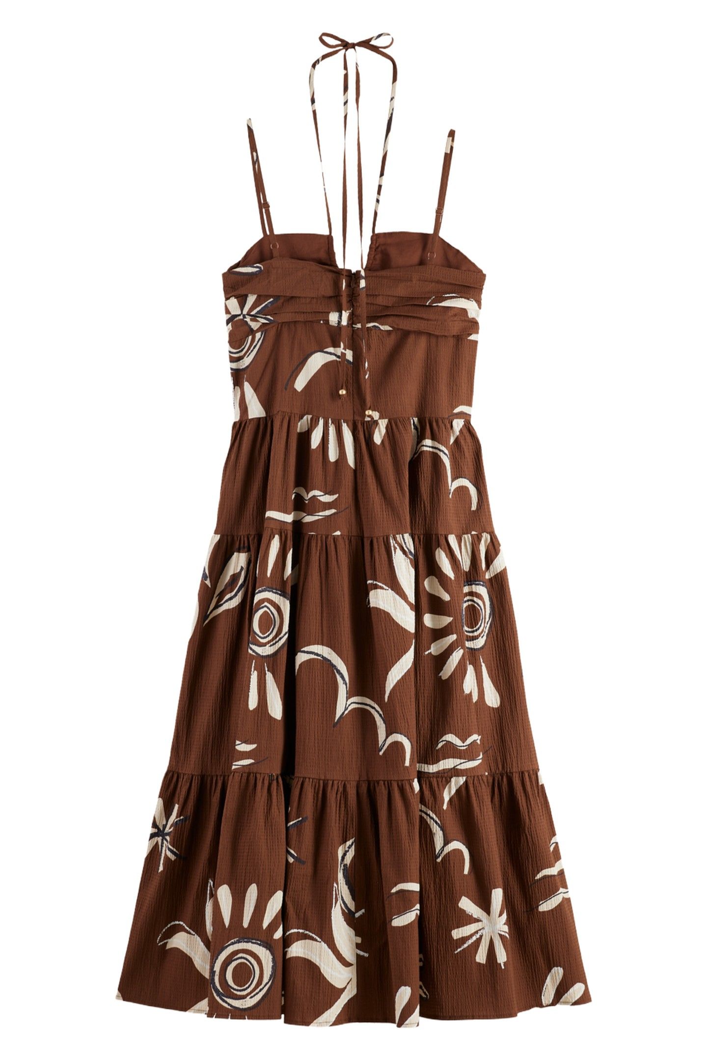 COTTON SEERSUCKER MIDI DRESS INKY SUN BROWN 5