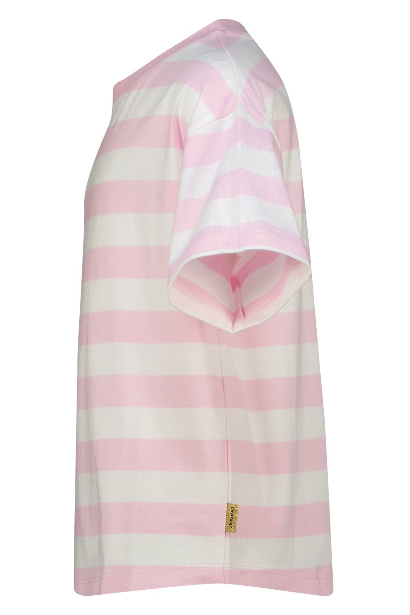 GIRLS BASIC STRIPE TEE T-SHIRT SHIMMER PINK 3