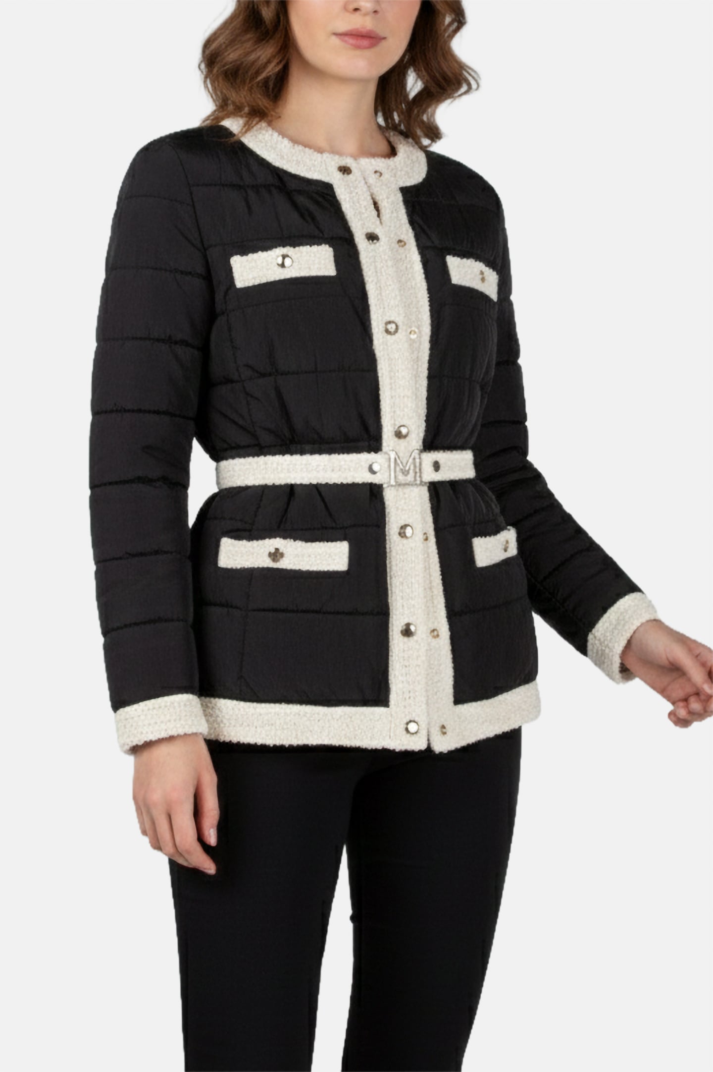 MARCIANO BY GUESS CECILIA BELTED PUFFA JACKET JET BLACK 1