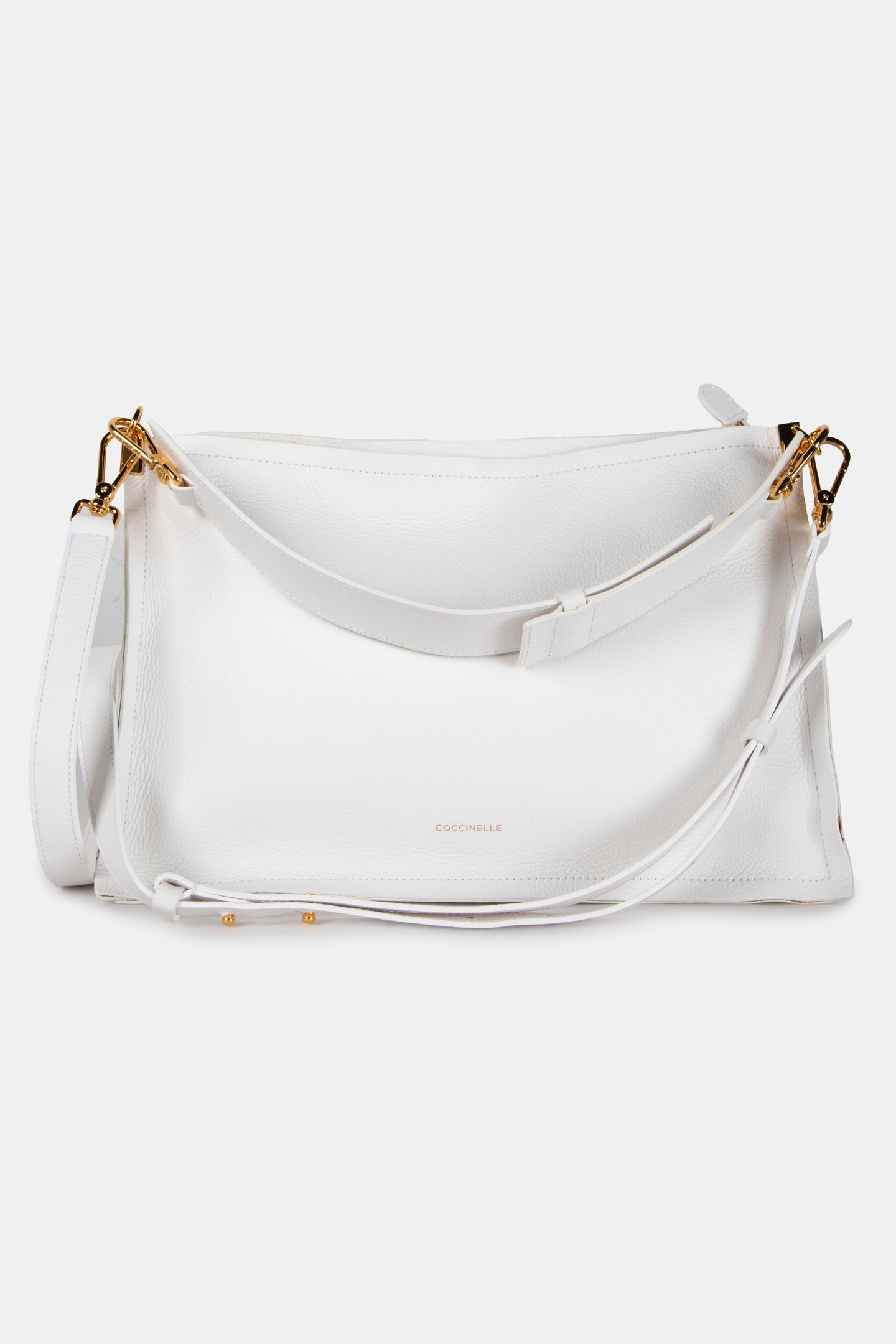 LEATHER SHOULDER BAG WITH STRAP IN WHITE 2