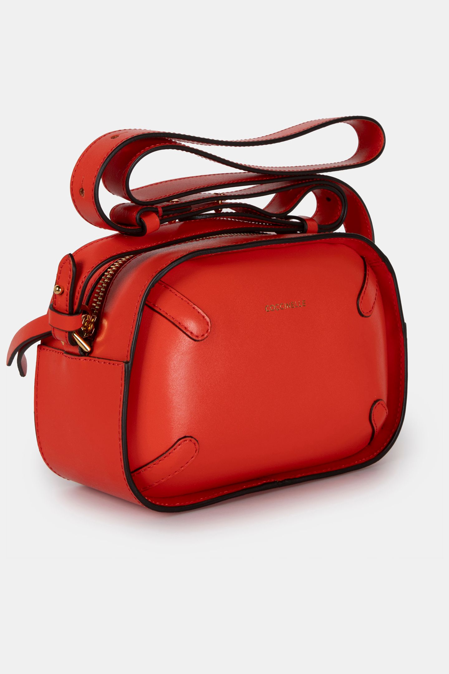 CROSS BODY CAMERA BAG IN GRAINED LEATHER IN RED 4
