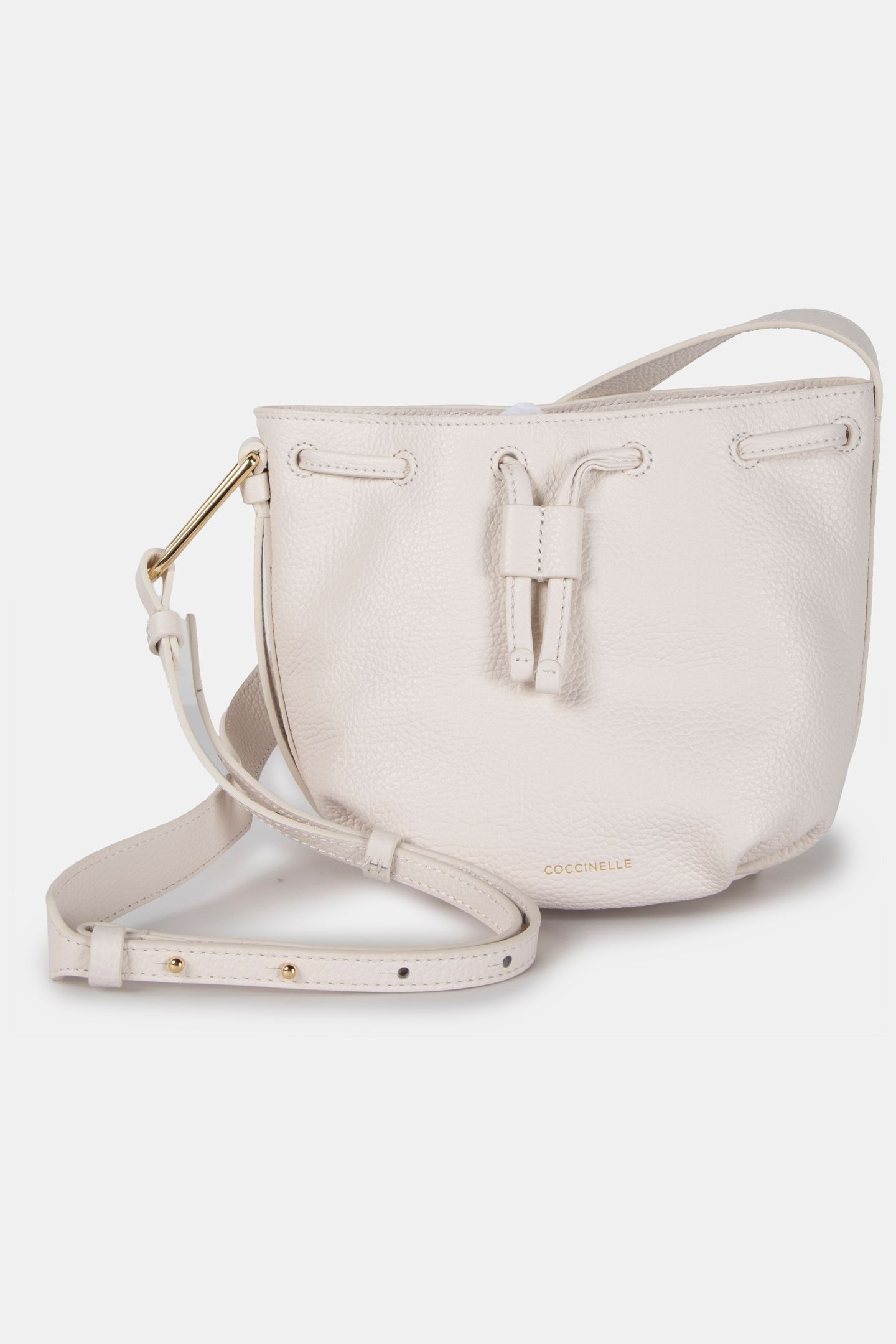 GRAINED LEATHER CROSS BODY BAG IN CREAM 2