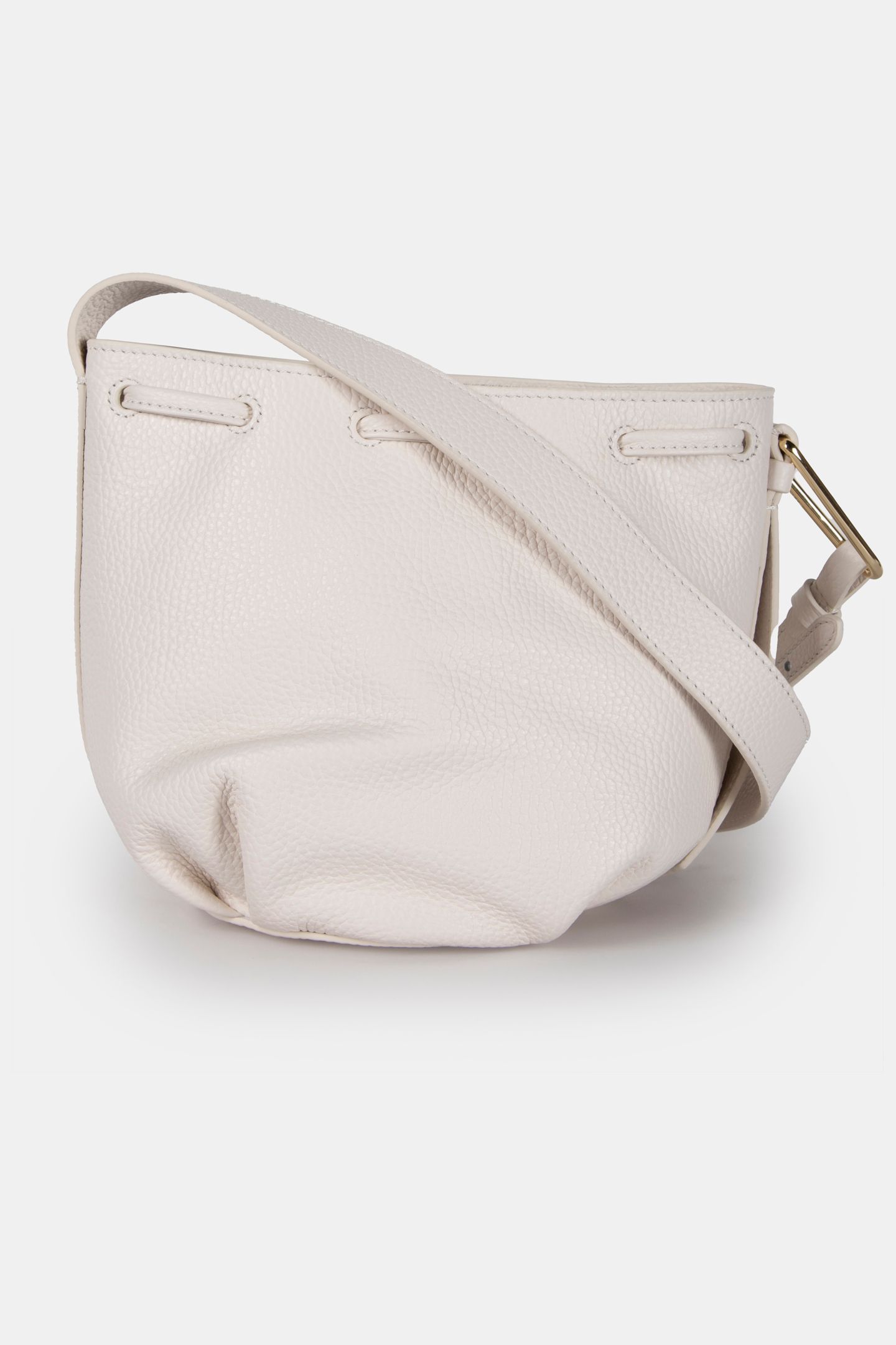 GRAINED LEATHER CROSS BODY BAG IN CREAM 4