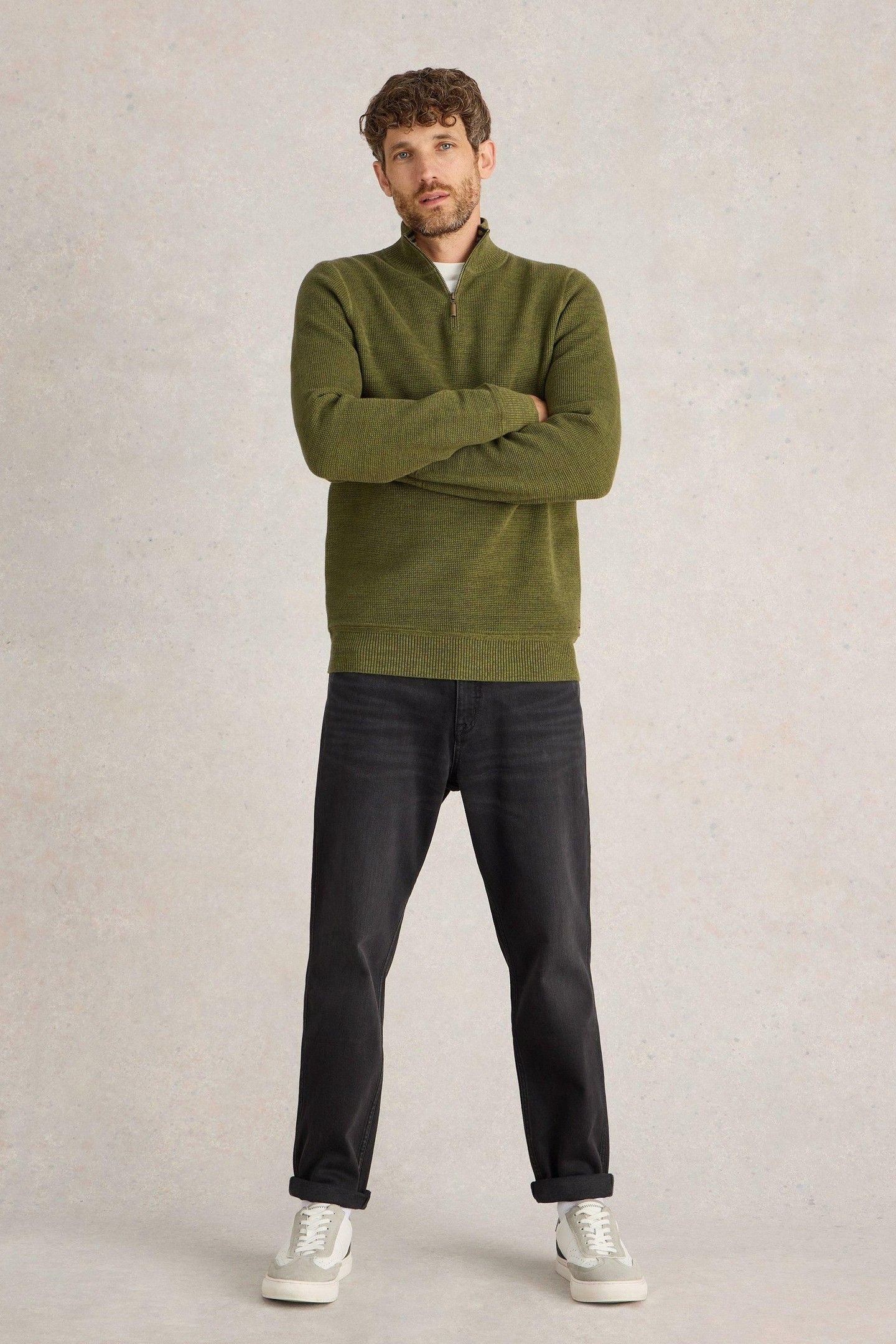 ATTADALE FUNNEL NECK JUMPER KHAKI GREEN 2
