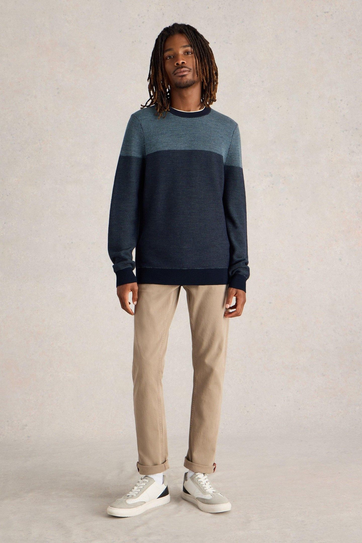 NEWPORT MERINO JACQUARD CREW BLUE MULTI 1
