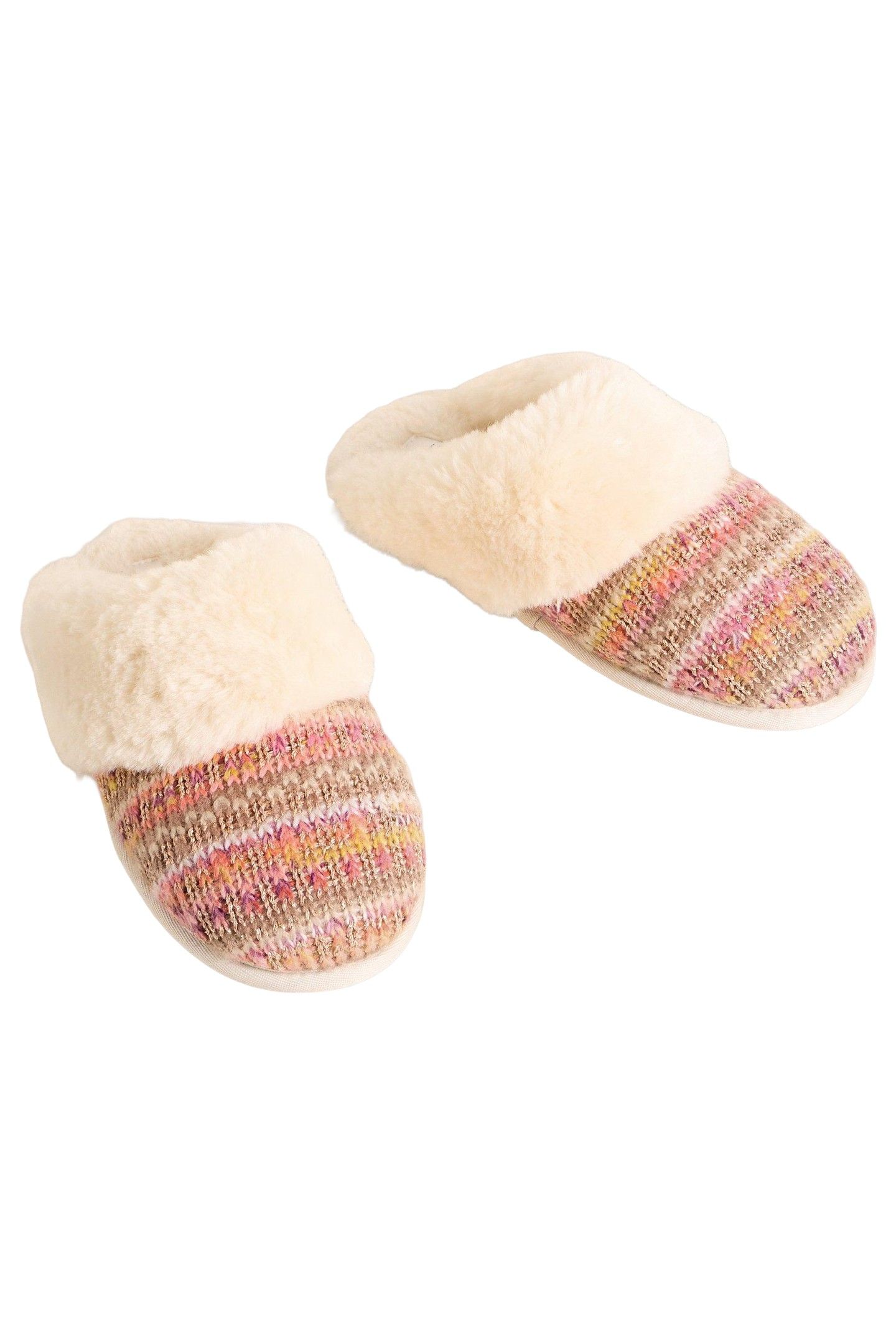 KNITTED MULE SLIPPER NATURAL MULTI 3