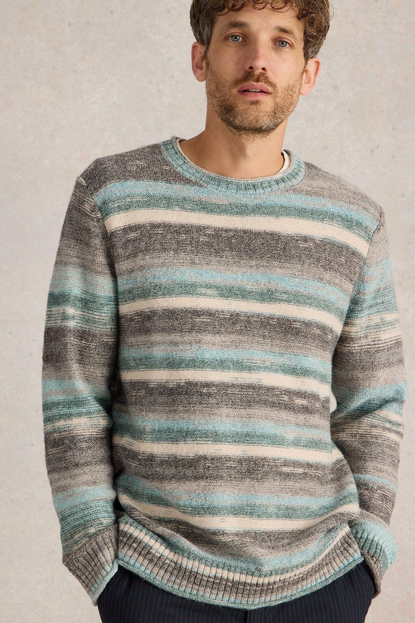 SPACEDYE KNITTED JUMPER BLUE MULTI 1