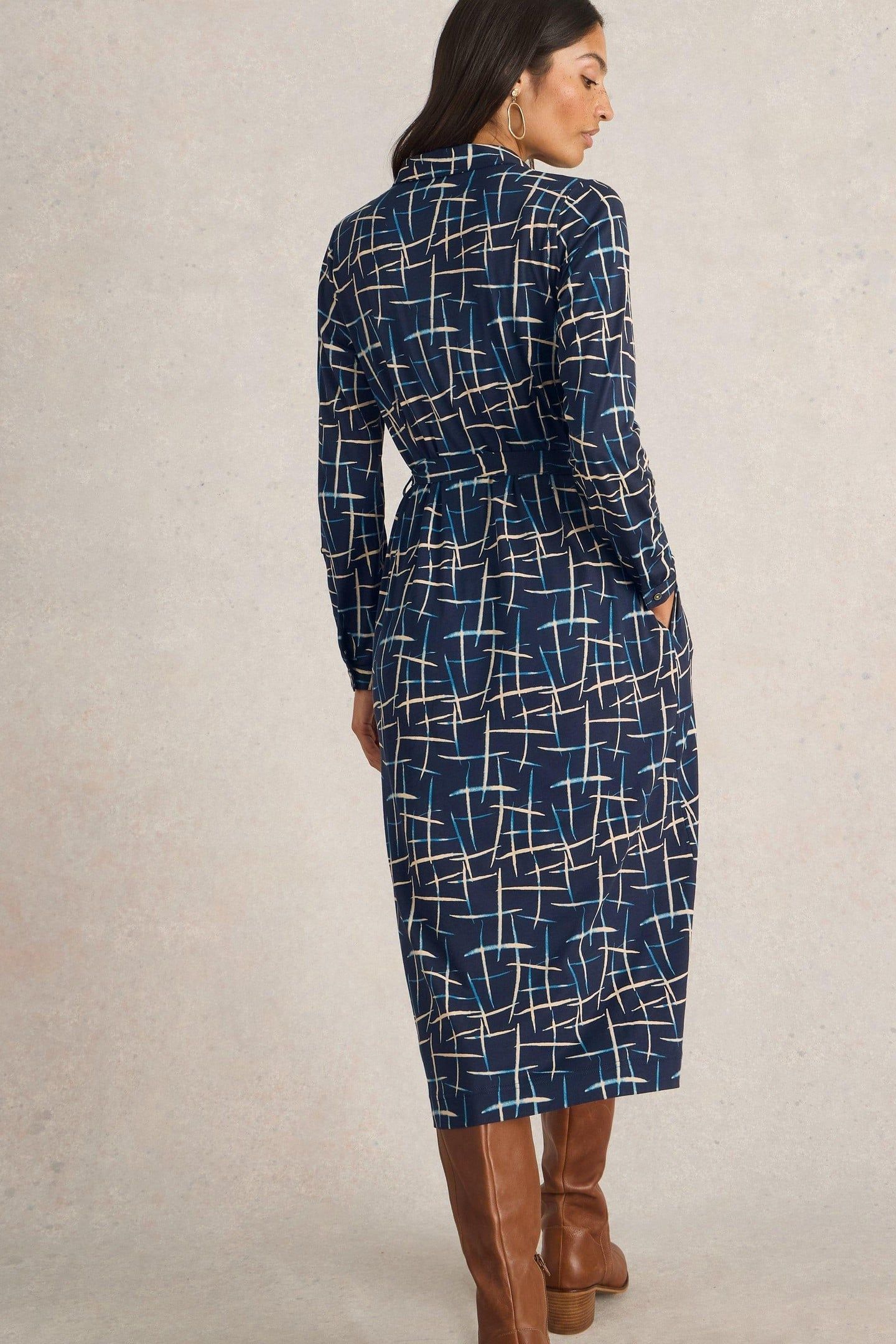 ANNIE JERSEY SHIRT DRESS NAVY PRINT 4