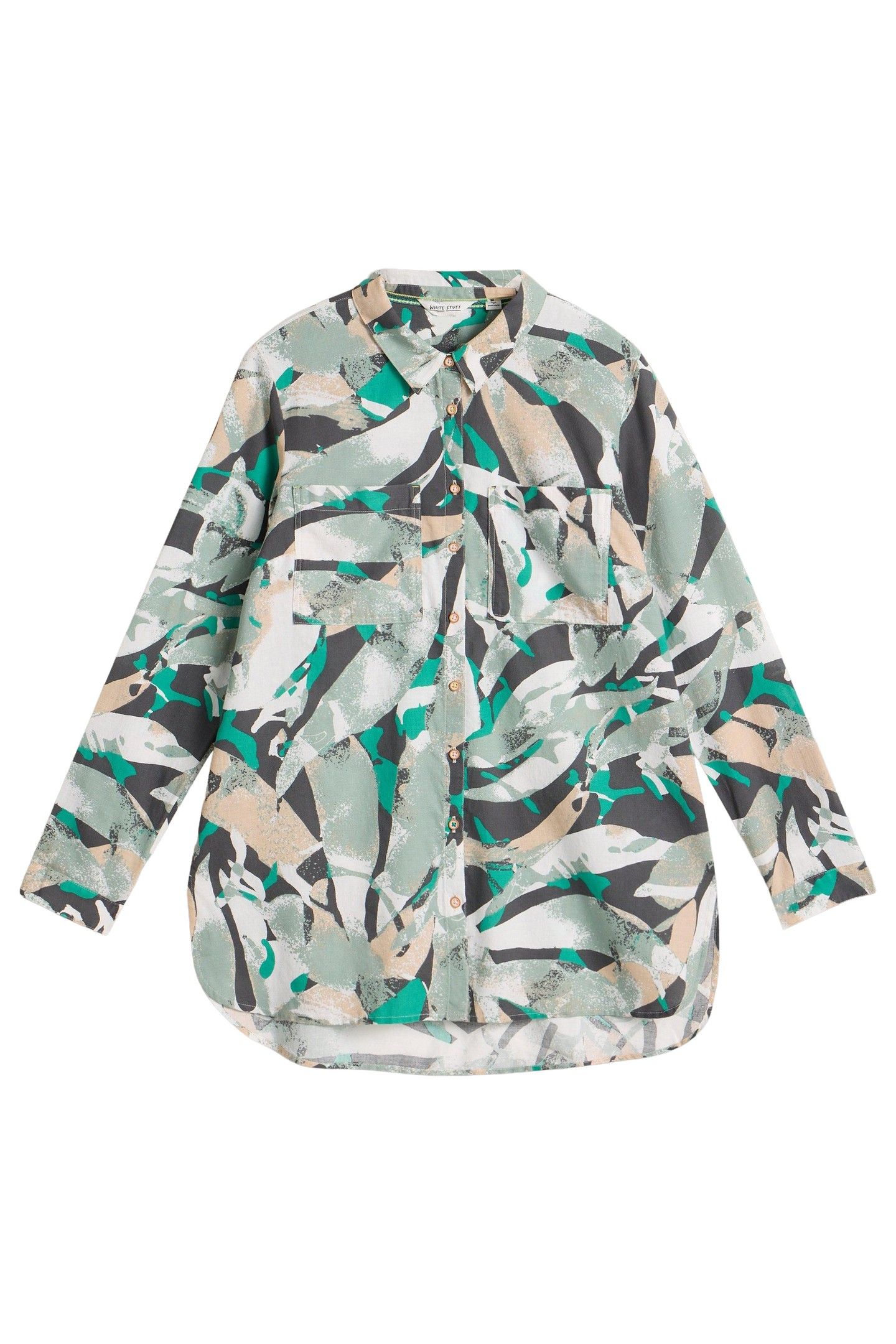 SOPHIE LONGLINE COTTON SHIRT GREY MULTI 4