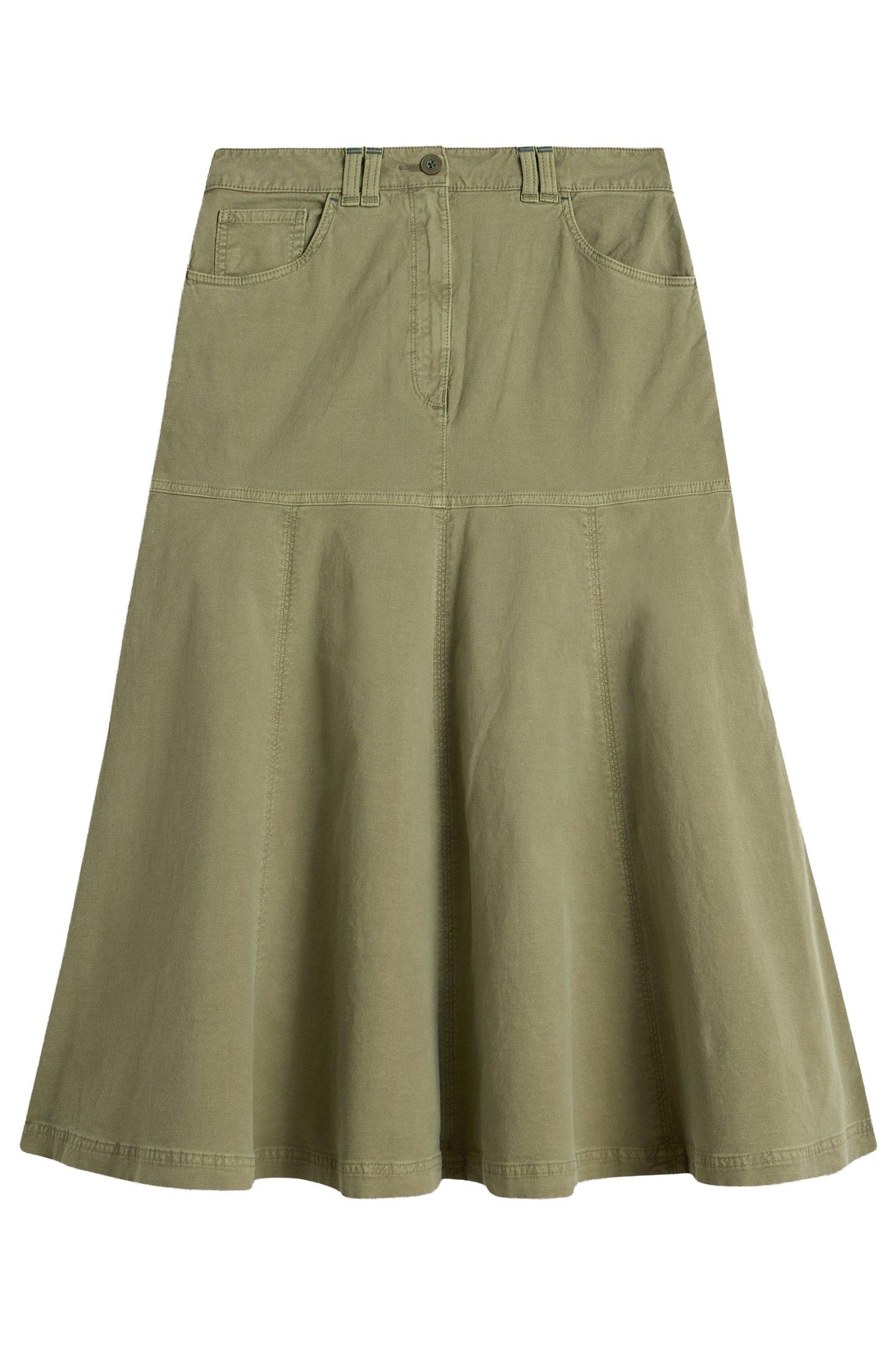 QUINN MIDI SKIRT KHAKI GREEN 5