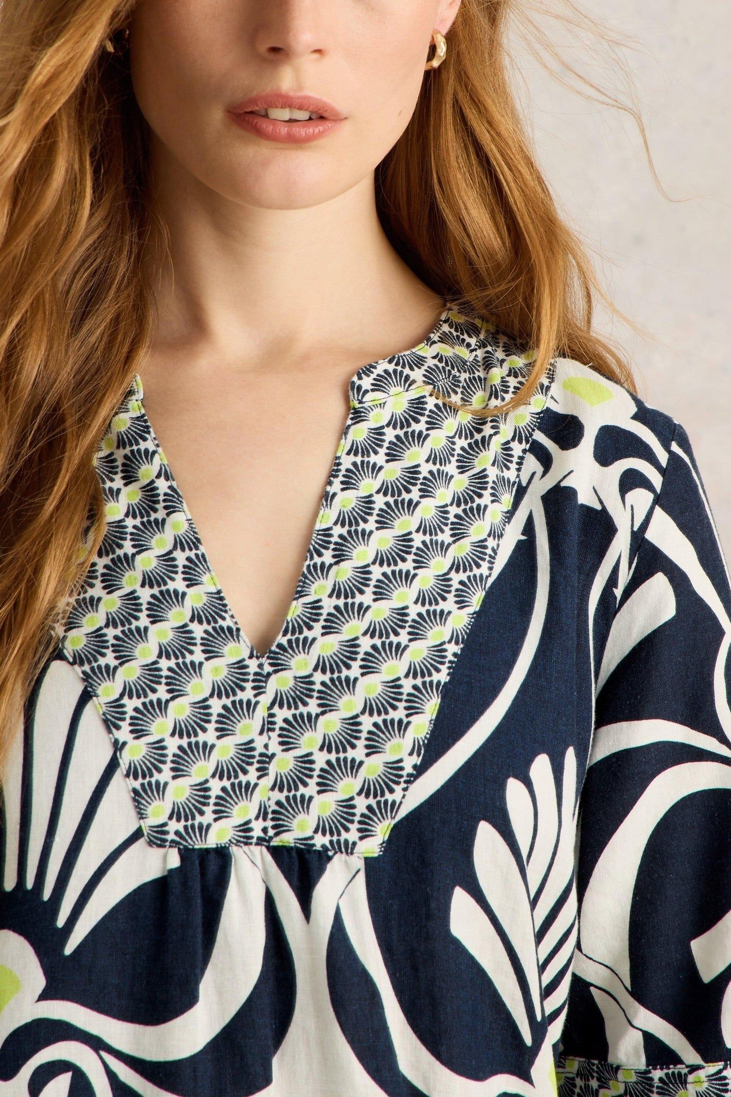 ASH LINEN DRESS NAVY PRINT 6