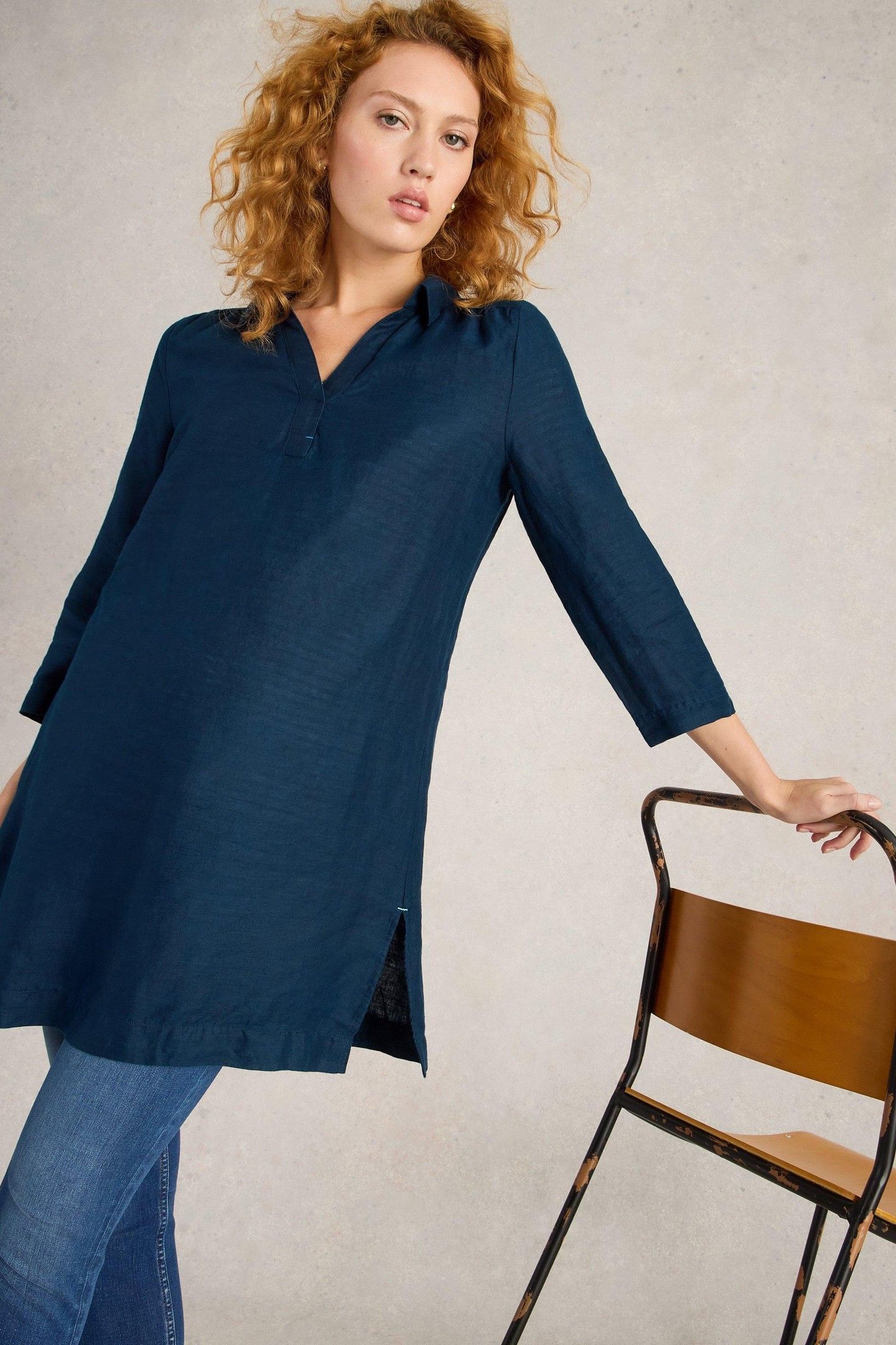 BLAKE LINEN TUNIC DARK NAVY 6