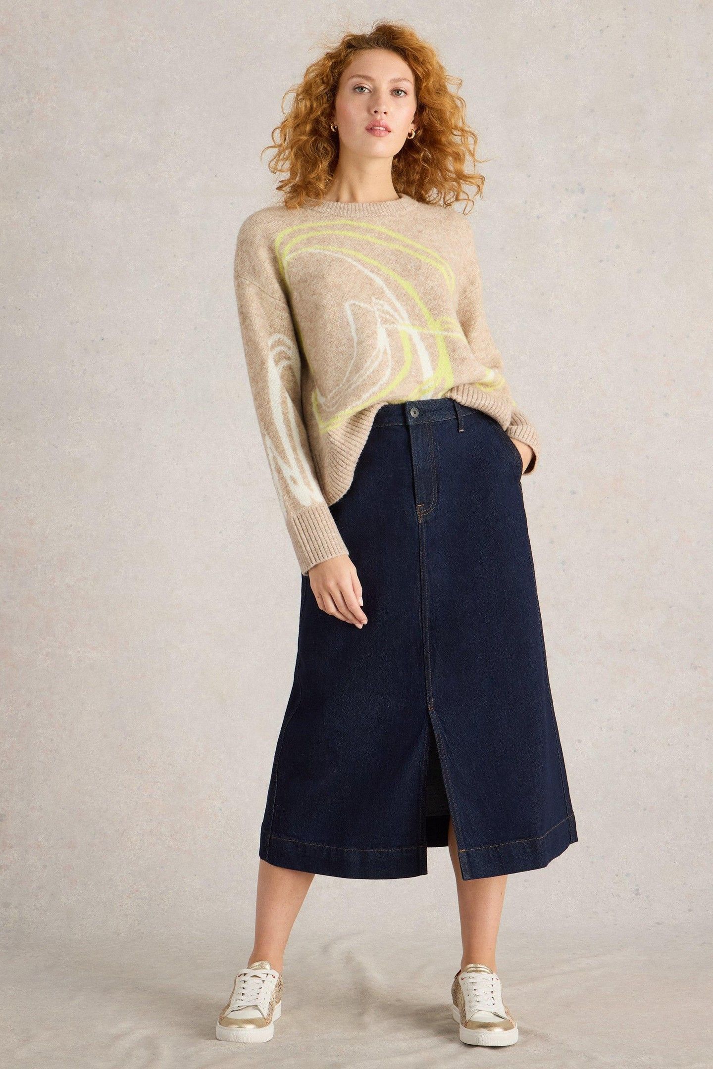ALLIE DENIM MIDI SKIRT DARK DENIM 2