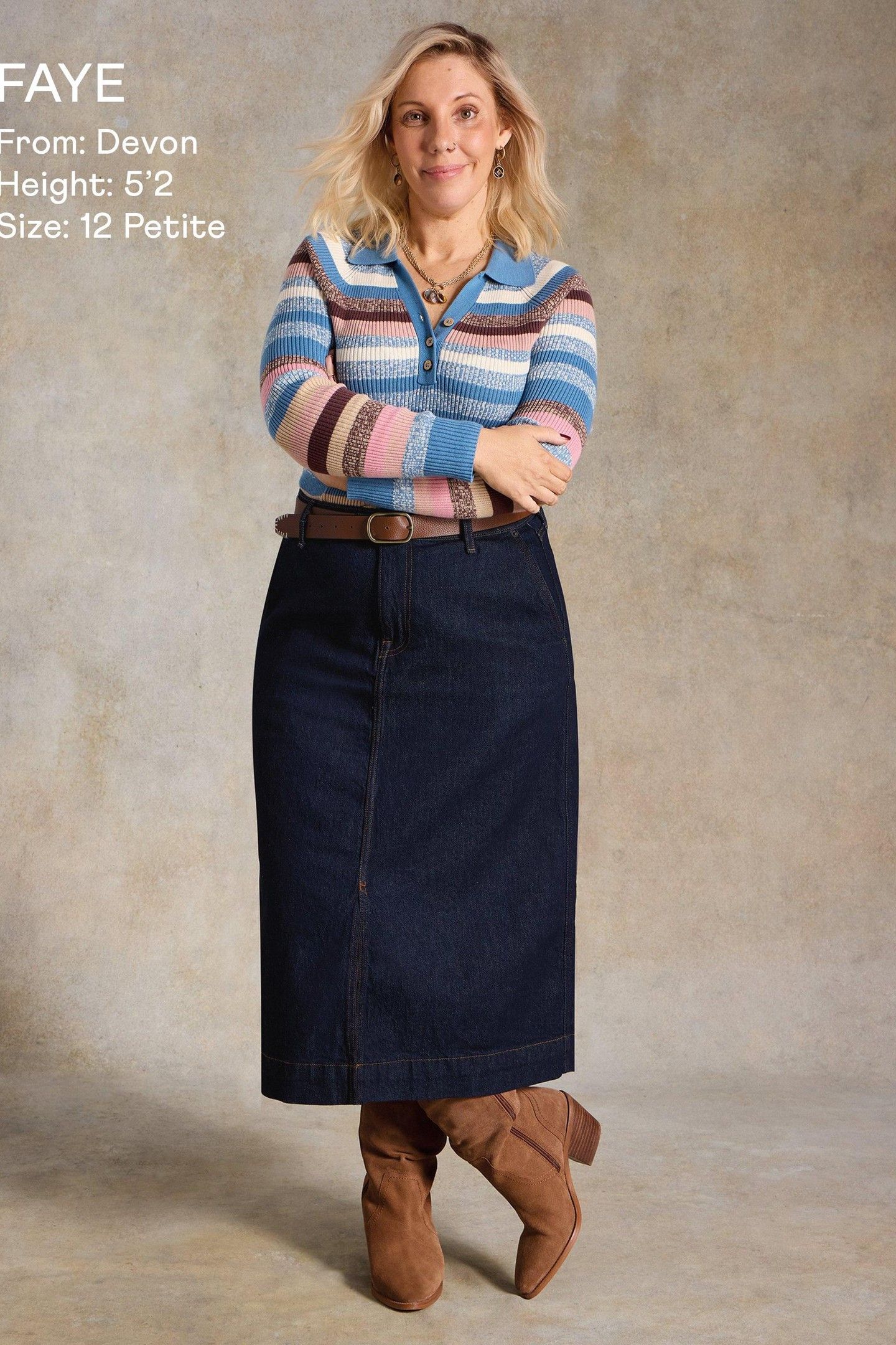ALLIE DENIM MIDI SKIRT DARK DENIM 3