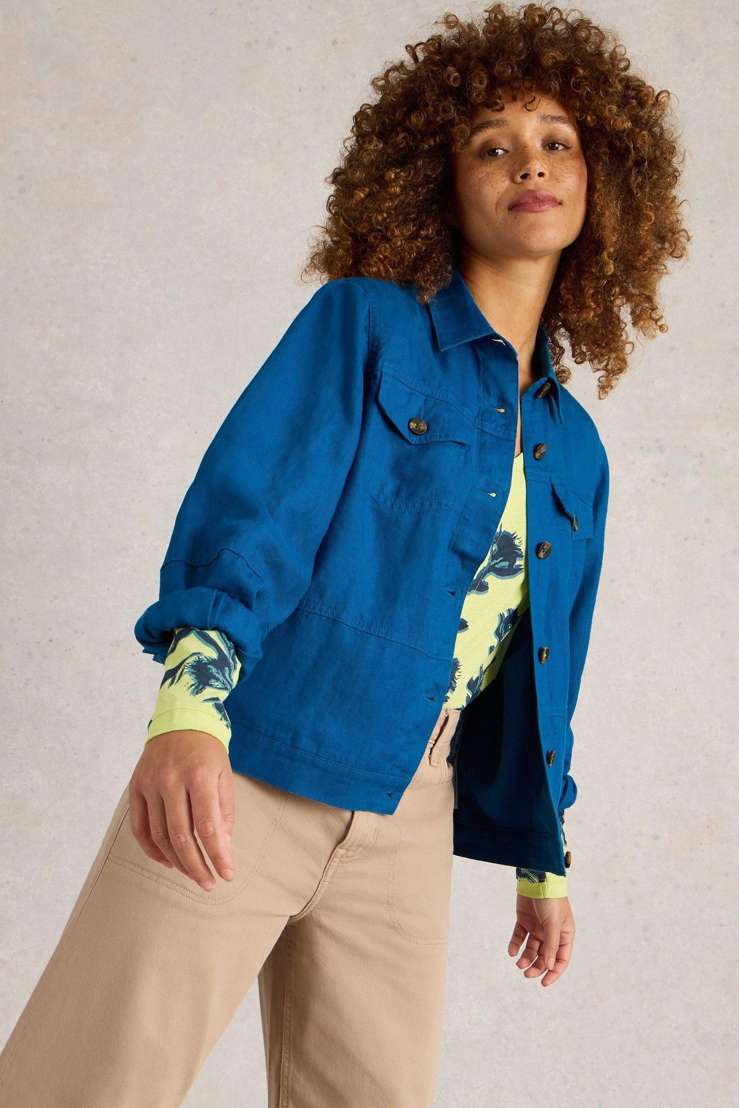 CAMILLE LINEN JACKET BRIGHT BLUE 6