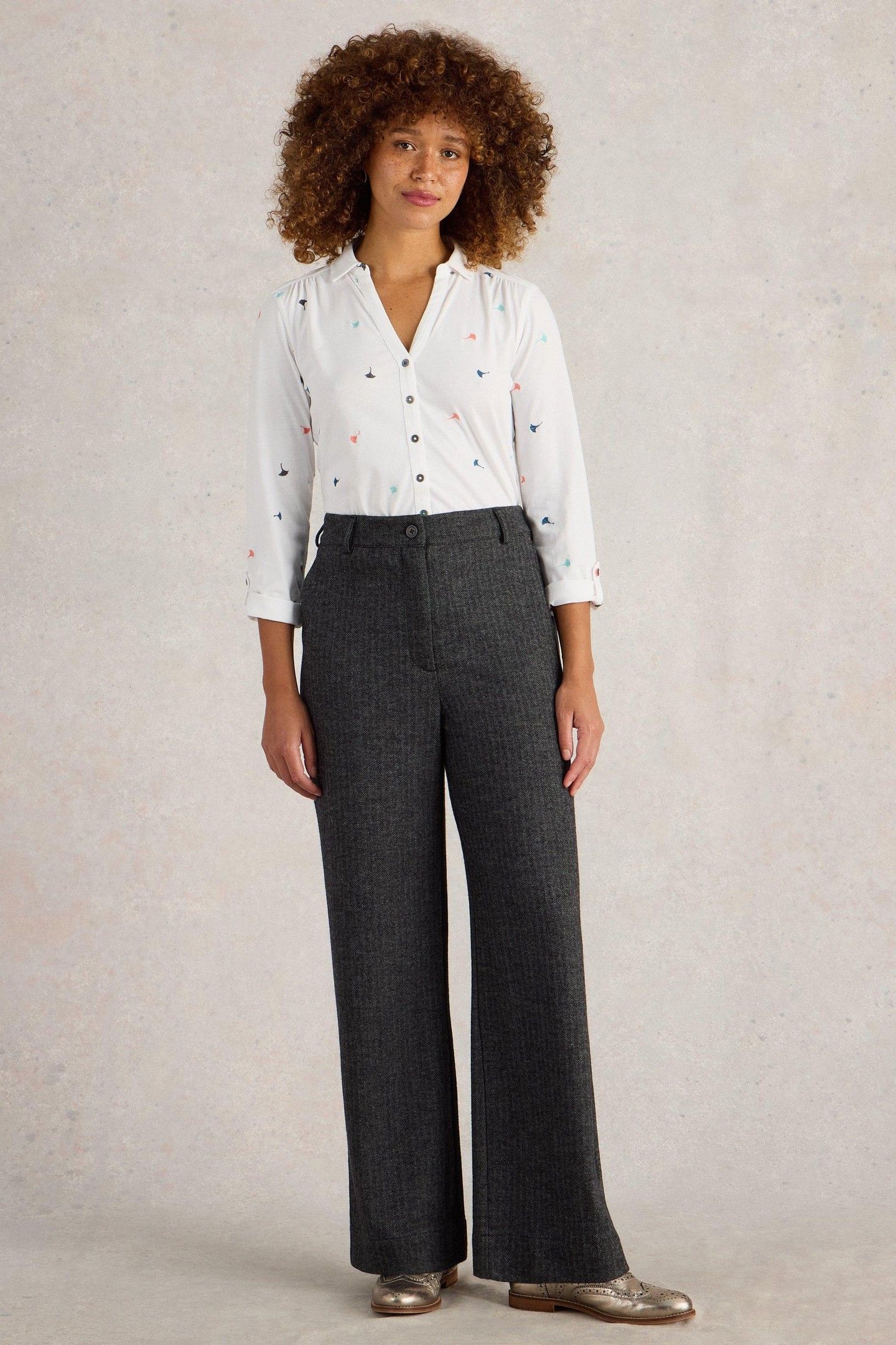 BELLE TWEEDY WIDE LEG TROUSER BLACK MULTI 2