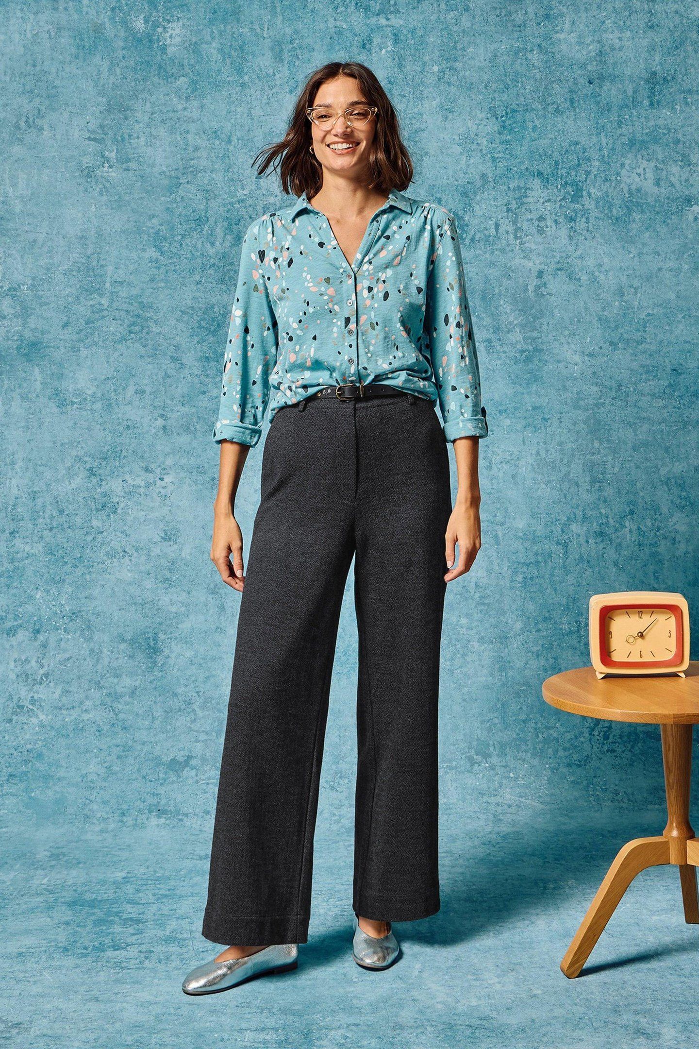 BELLE TWEEDY WIDE LEG TROUSER BLACK MULTI 7