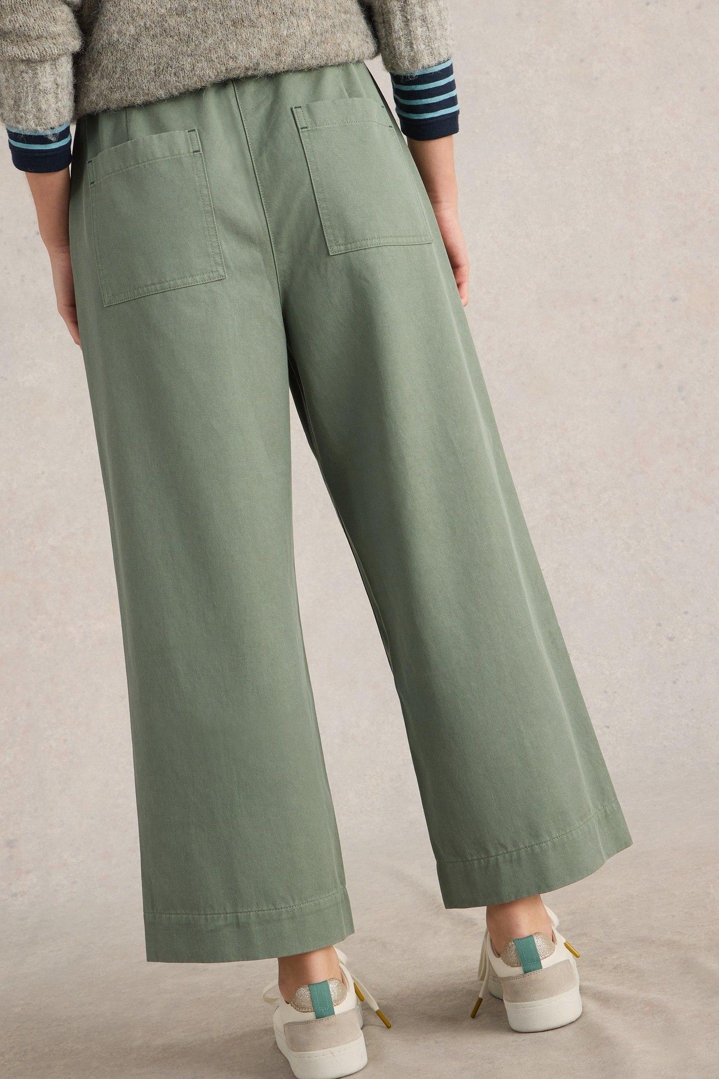ROMY WIDE LEG CROPPED TROUSER DUSTY GREEN 2