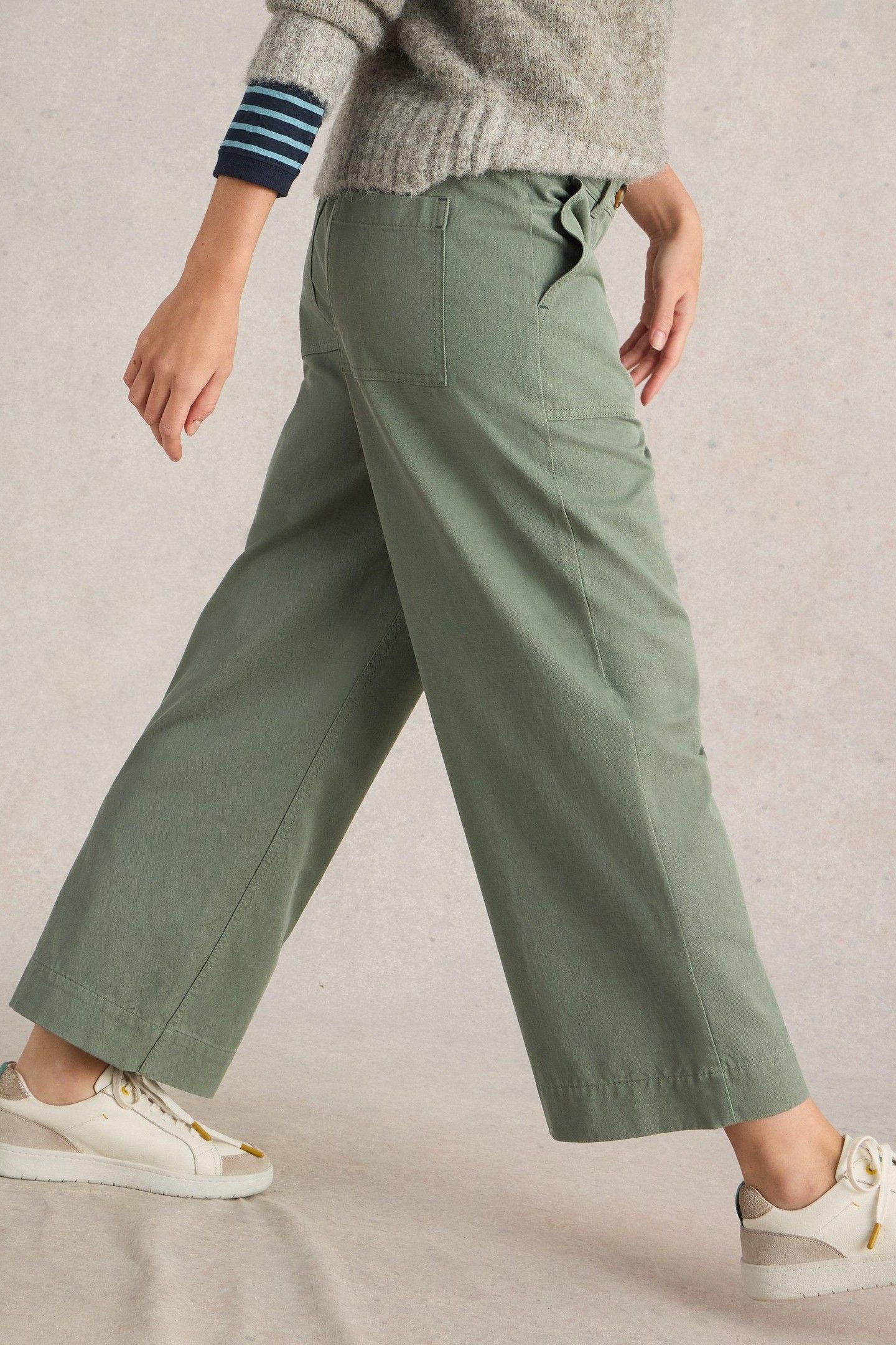 ROMY WIDE LEG CROPPED TROUSER DUSTY GREEN 6
