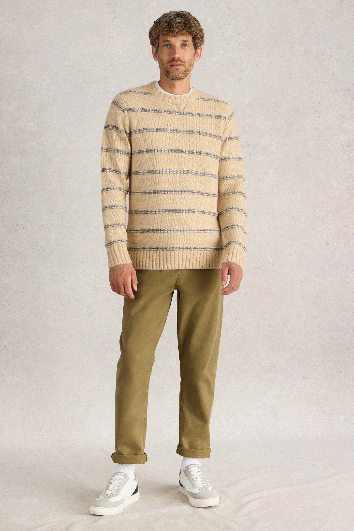 BRETON STRIPE CREW NECK JUMPER NATURAL MULTI 1