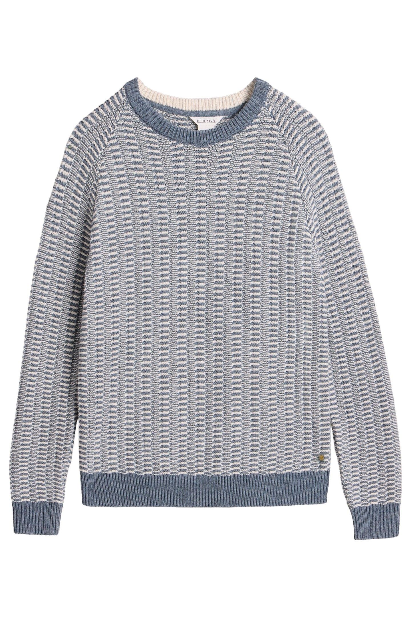 TEXTURED CREW NECK JUMPER BLUE MULTI 4
