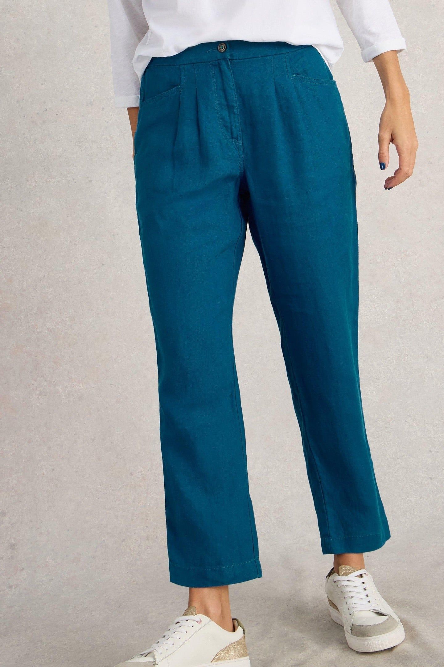 ROWENA LINEN TROUSER BRIGHT BLUE 1