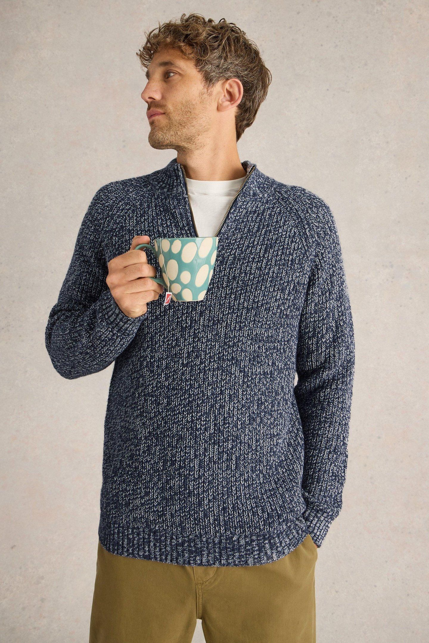 RYE TWISTED ZIP THROUGH NAVY MULTI 7