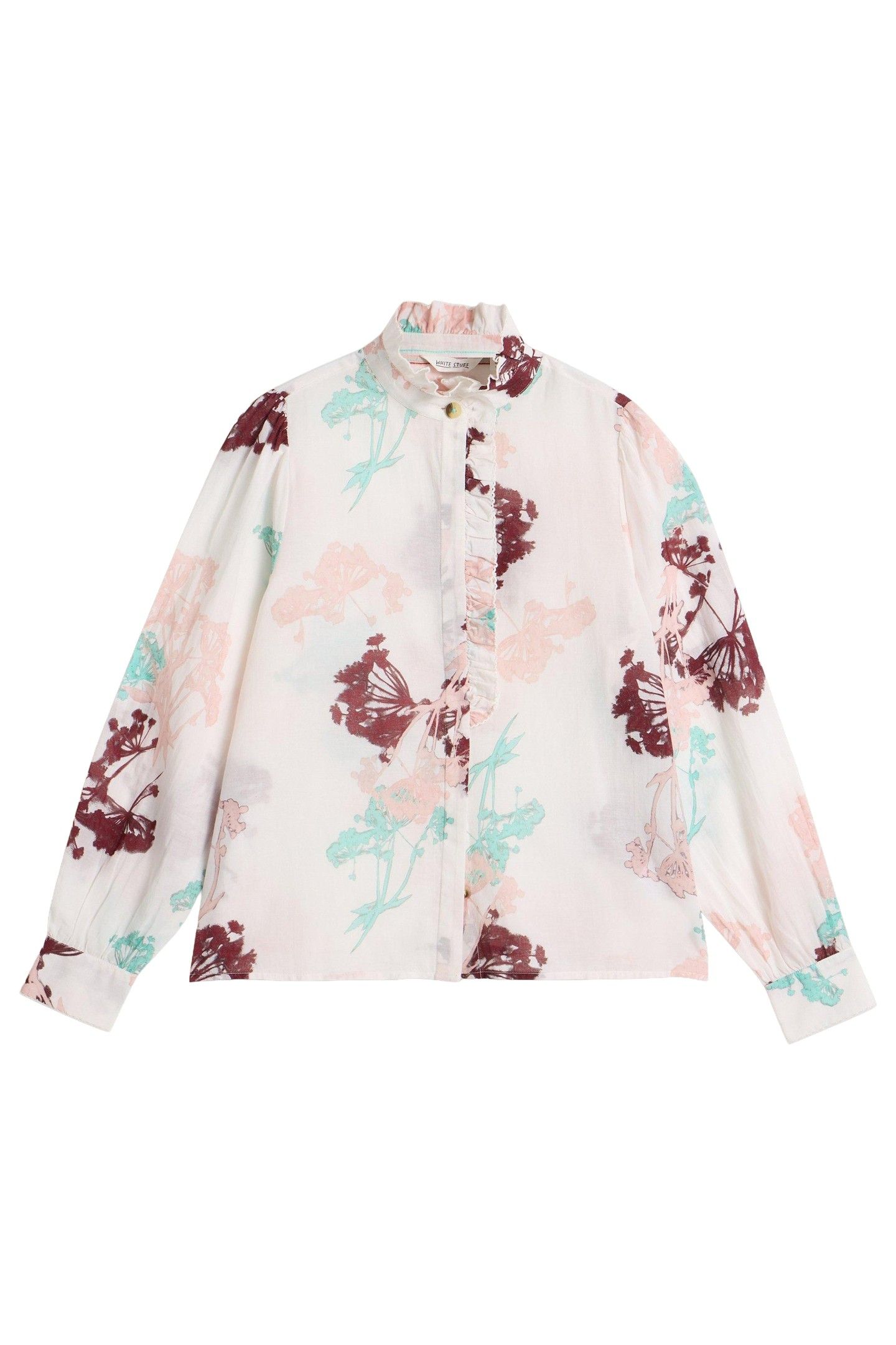 PAULINE FRILL NECK TOP IVORY MULTI 4