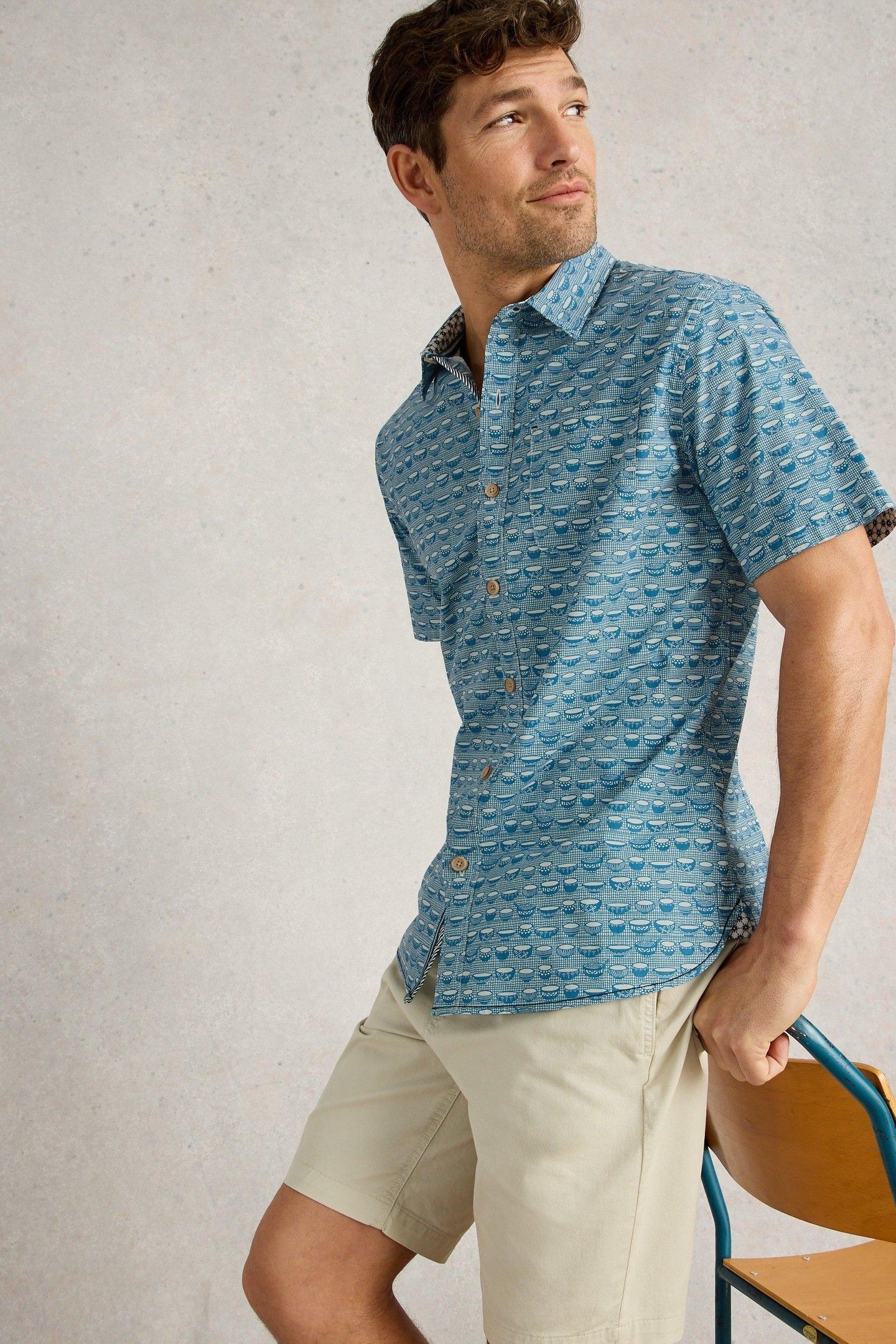 RAMEN BOWL SS PRINTED SHIRT BLUE PRINT 6