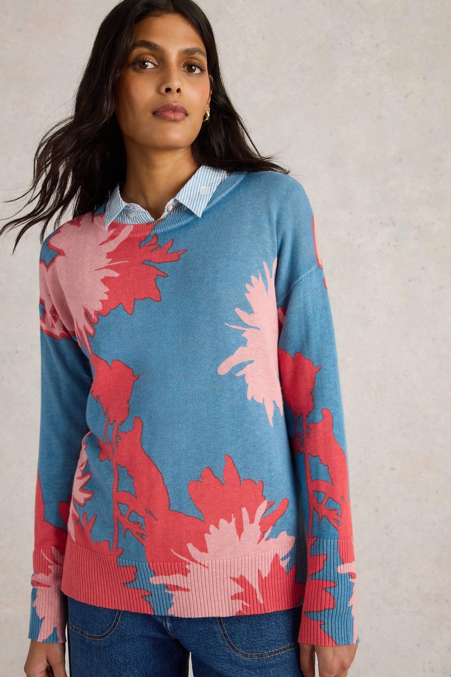 OLIVE FLORAL JUMPER BLUE PRINT 1
