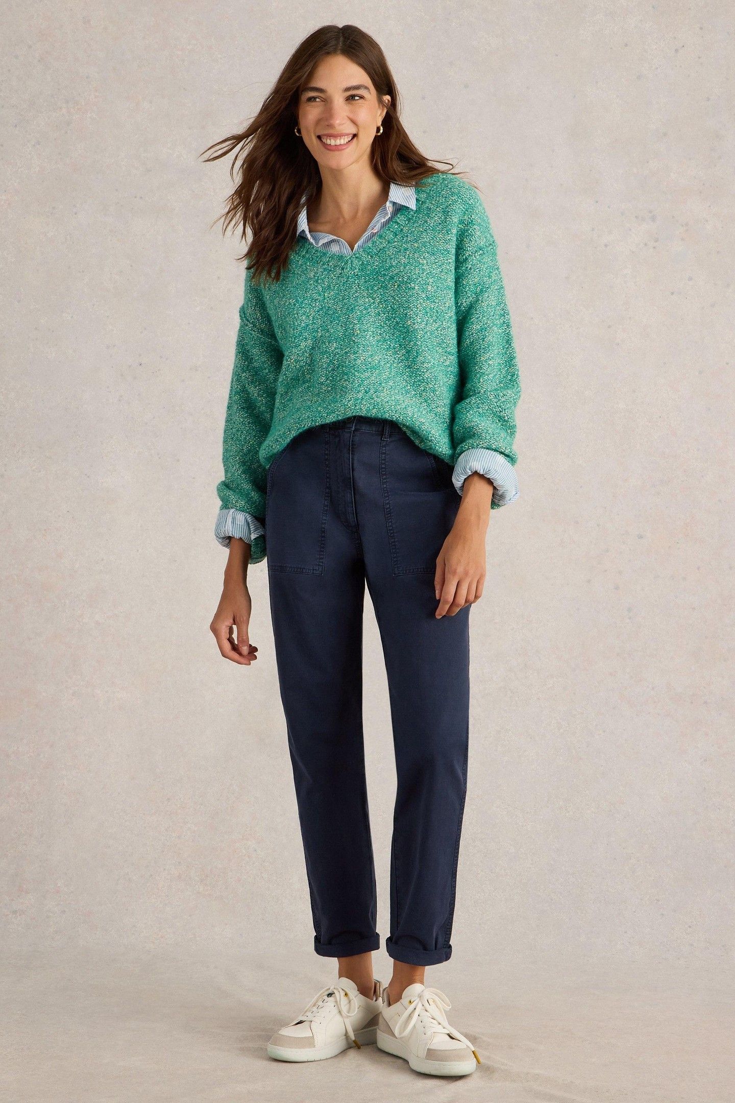 TAMMY TEXTURED V NECK BRIGHT GREEN 2