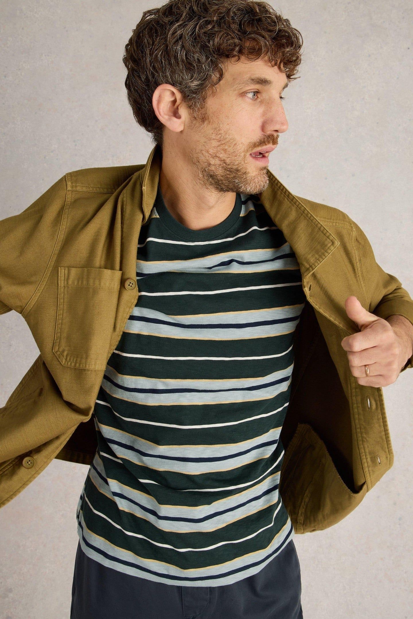 ABERSOCH STRIPE SS TEE NAVY MULTI 1
