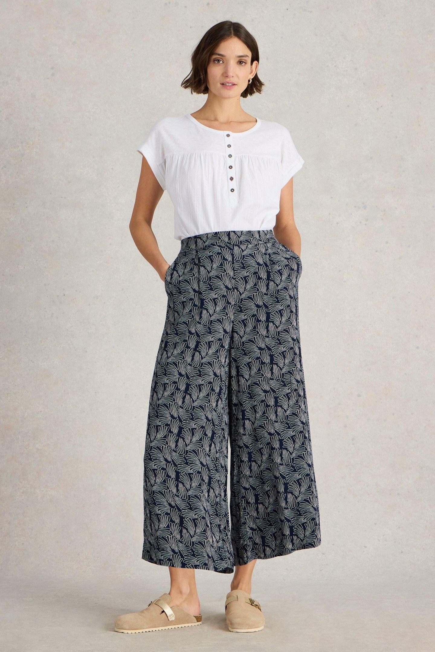 LISETTE CRINKLE CULOTTE NAVY PRINT 2