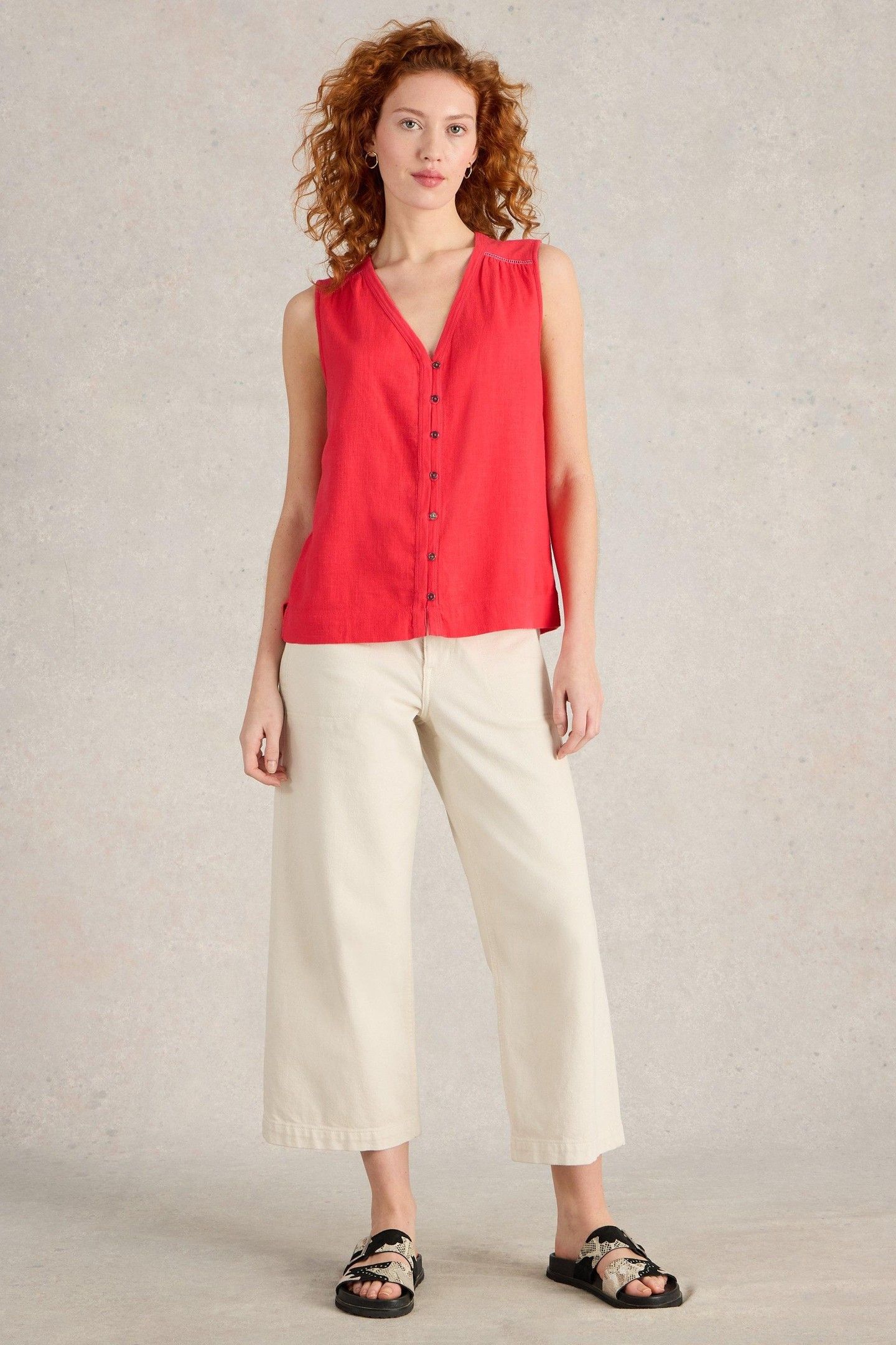DELILAH BUTTON TOP BRIGHT PINK 3