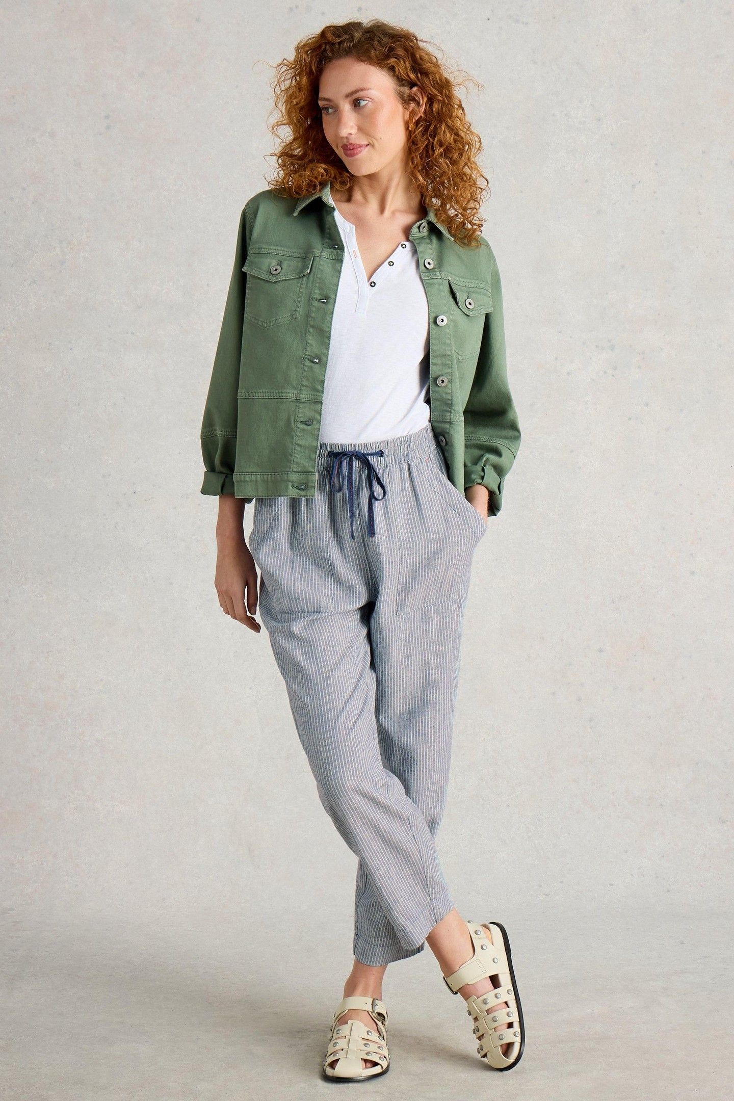 ELLE LINEN BLEND TROUSER BLUE MULTI 2