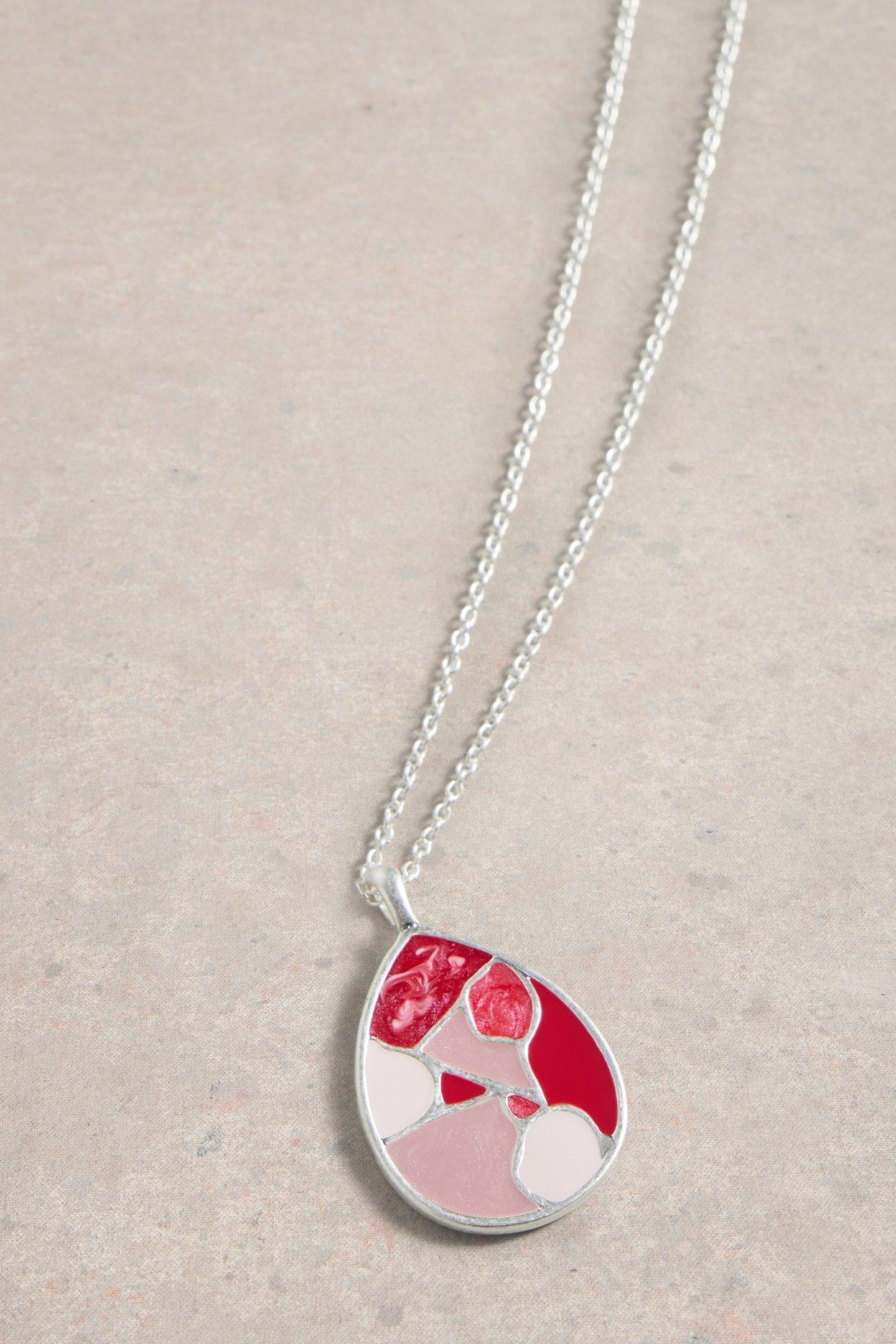 MOSAIC TILE DROP NECKLACE PINK MULTI 2