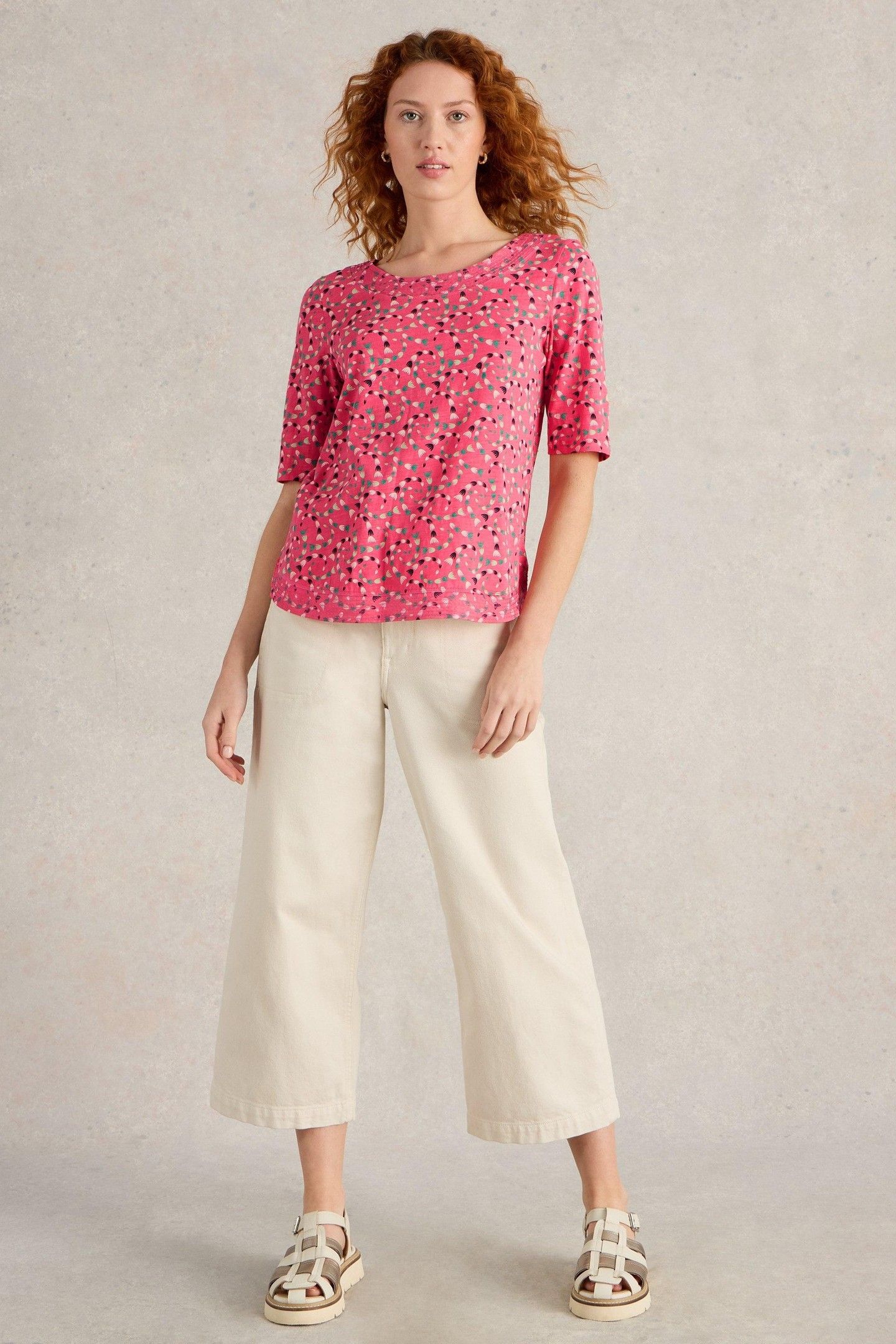 WEAVER JERSEY TEE CORAL PRINT 1