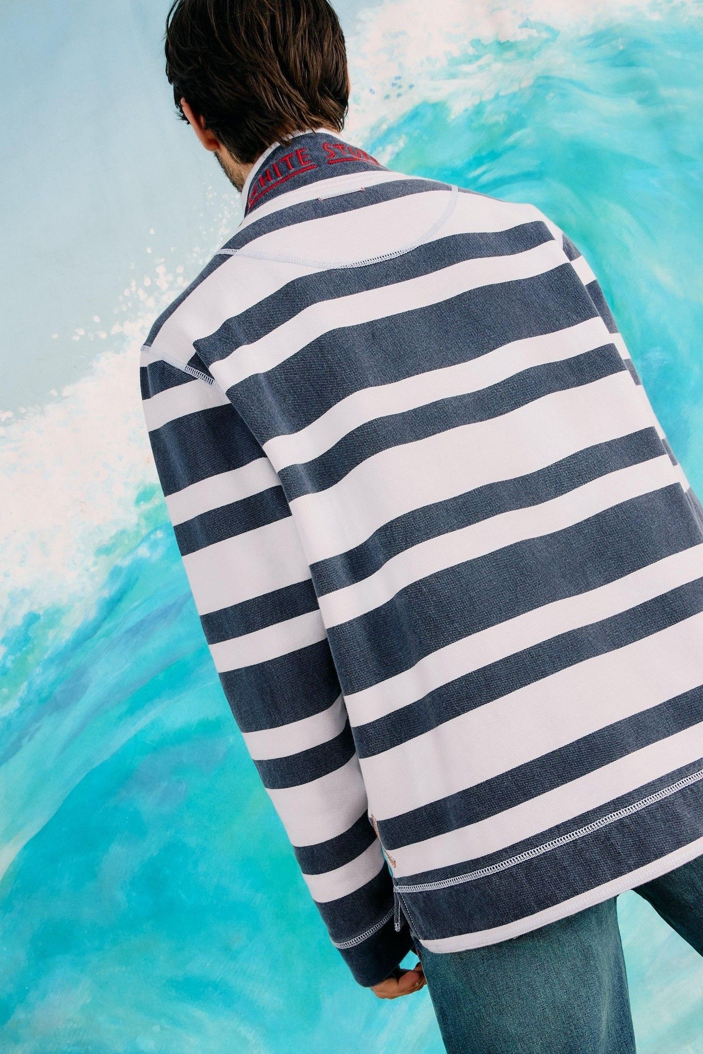STRIPE PIQUE HALF ZIP SWEAT NAVY MULTI 6