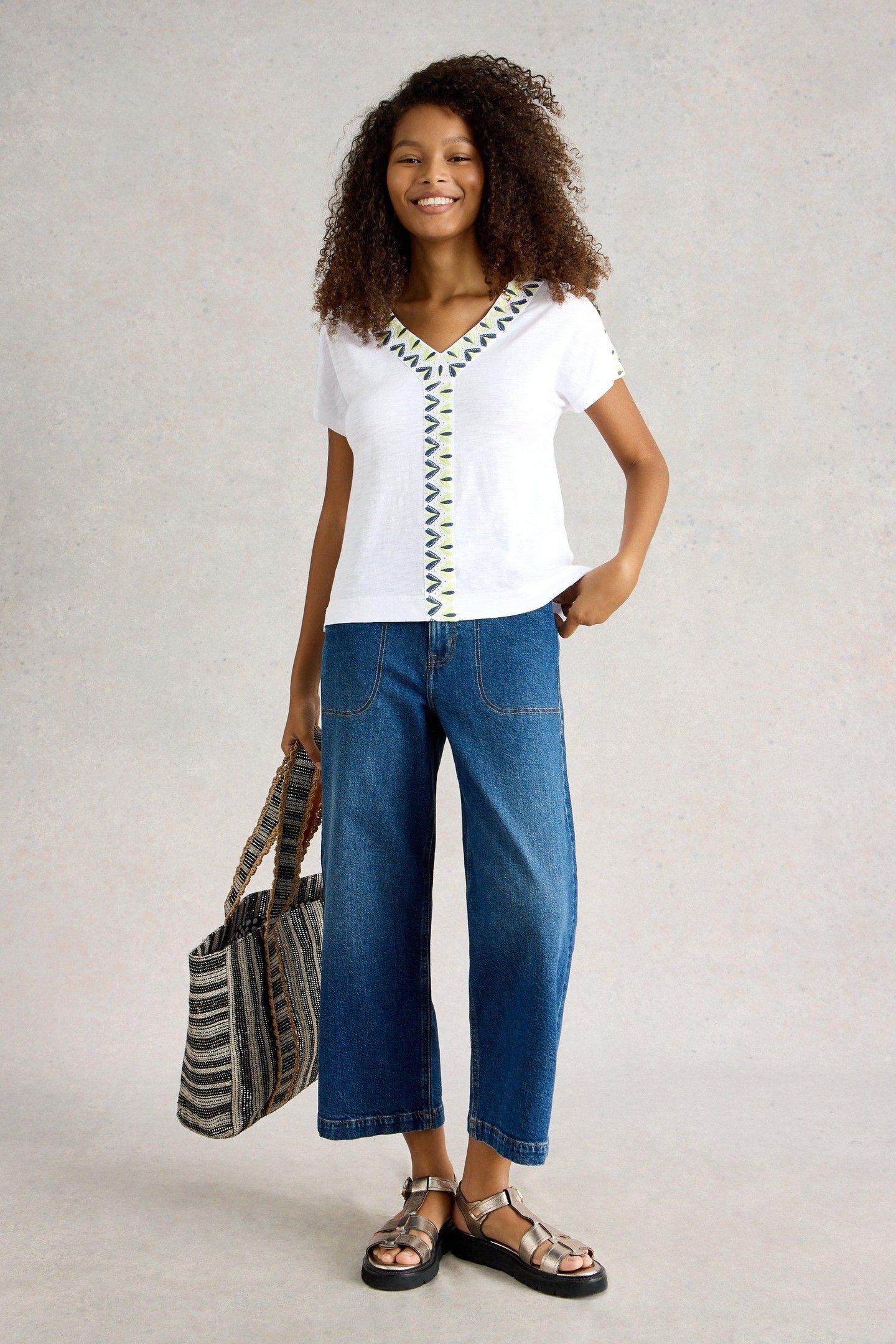 NEVA EMBROIDERED TOP WHITE MULTI 2