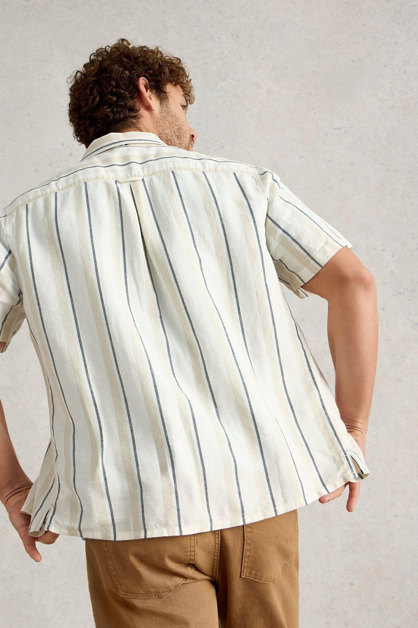 KESWICK SS STRIPE LINEN SHIRT NATURAL MULTI 2