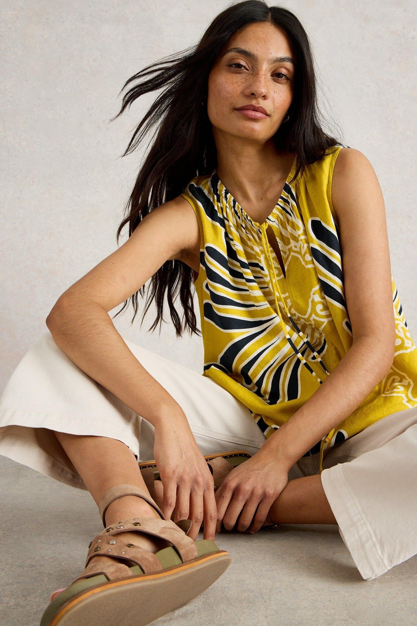 MARLEY LINEN BLEND VEST YELLOW PRINT 6