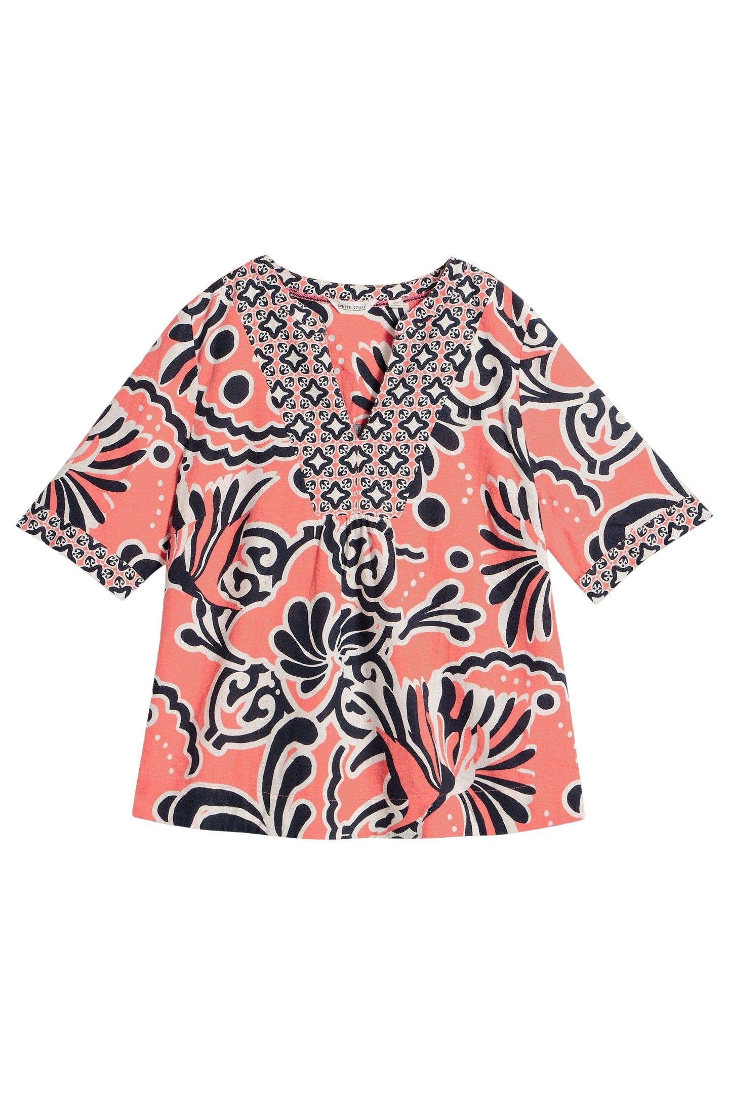 ASH LINEN BLEND TOP CORAL PRINT 4