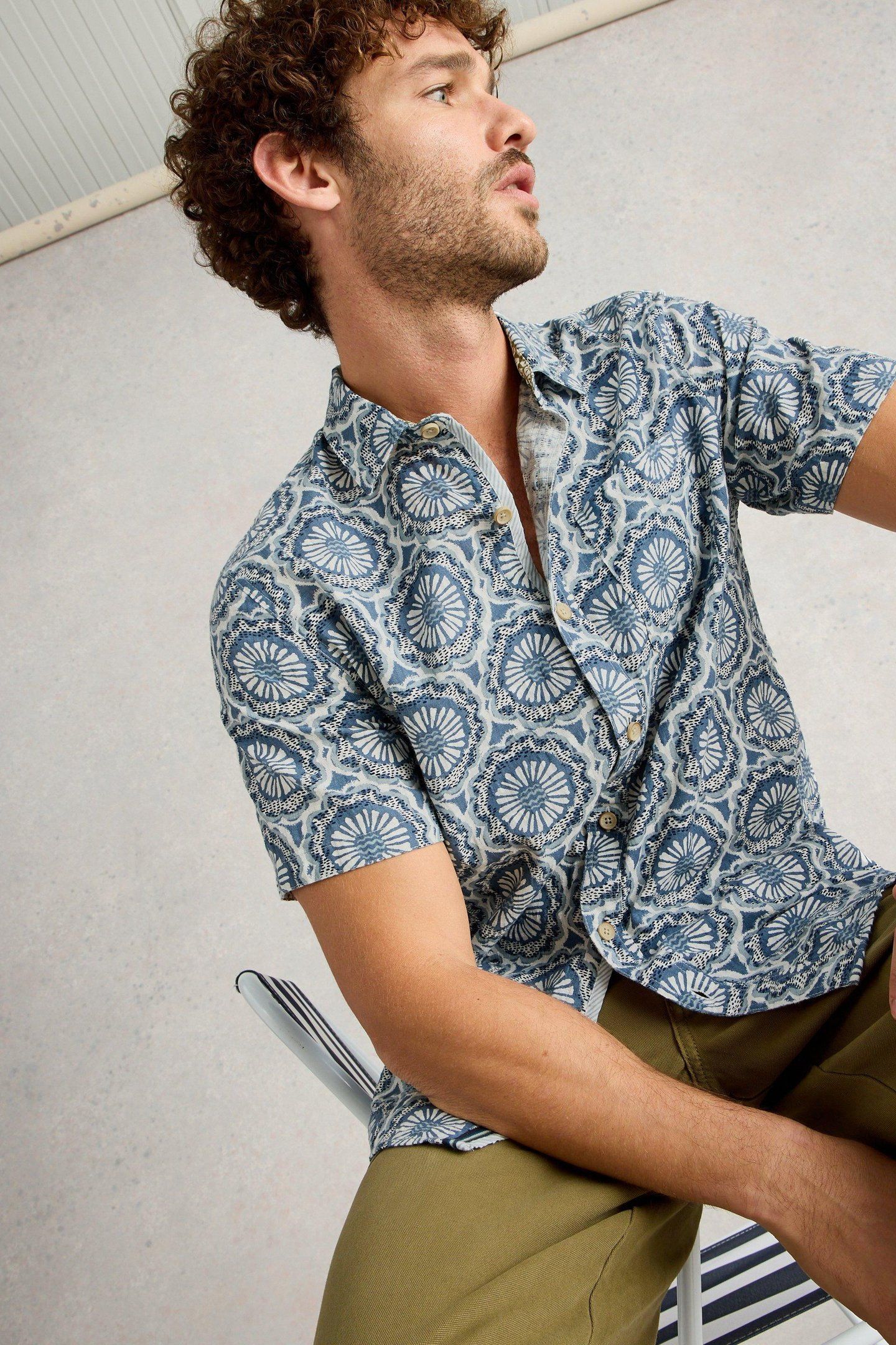 FINSBURY TILE PRINTED SHIRT BLUE PRINT 6