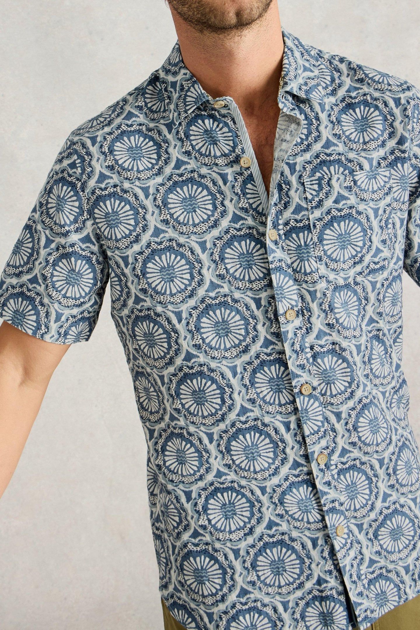 FINSBURY TILE PRINTED SHIRT BLUE PRINT 1