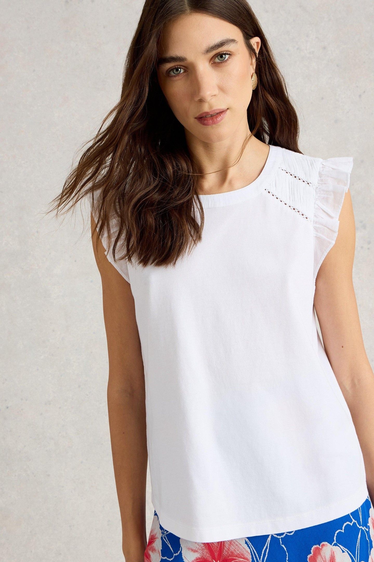 PAIGE FRILL MIX TOP BRILLIANT WHITE 1