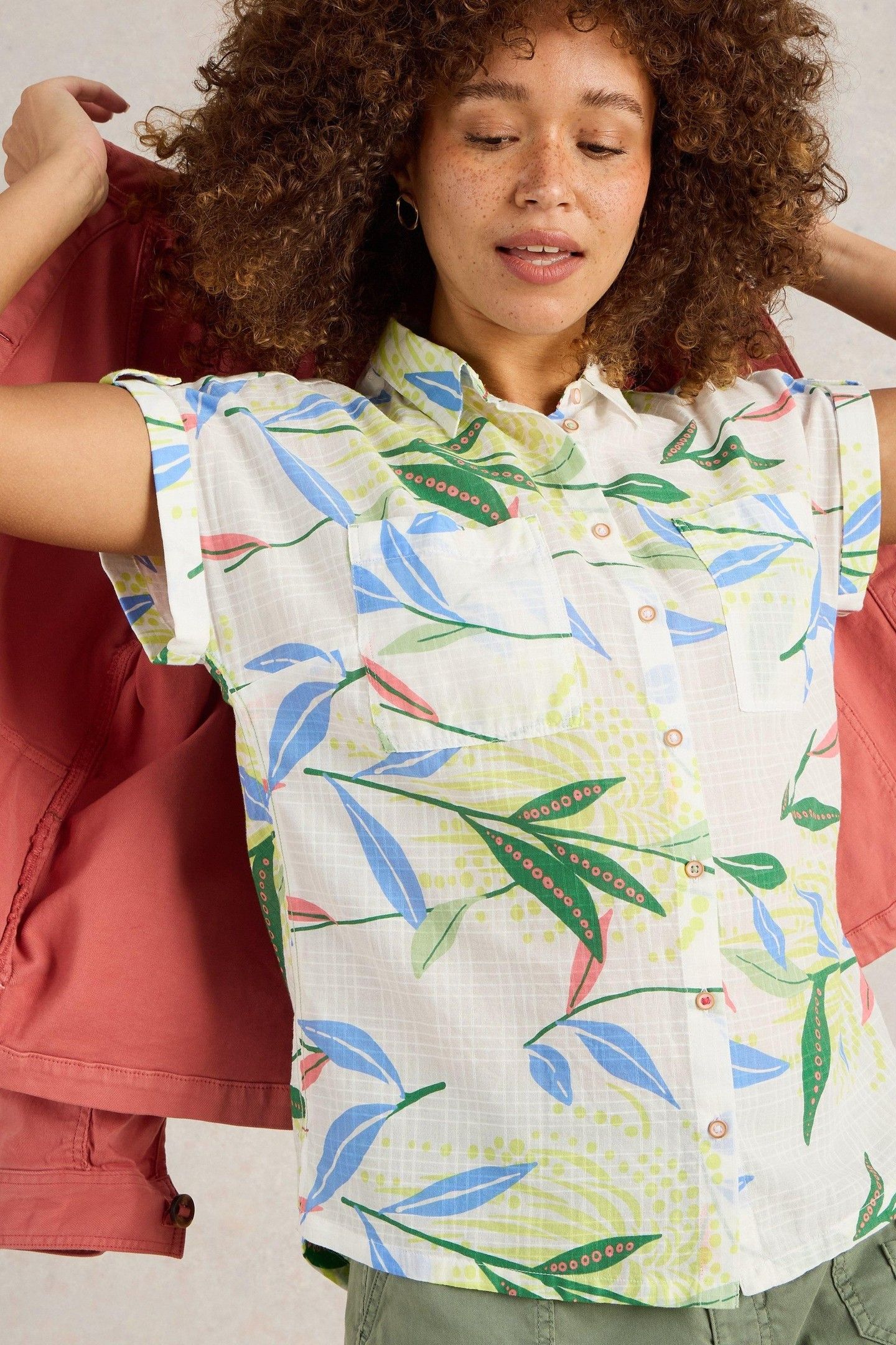ELLIE ORGANIC COTTON SHIRT IVORY PRINT 6