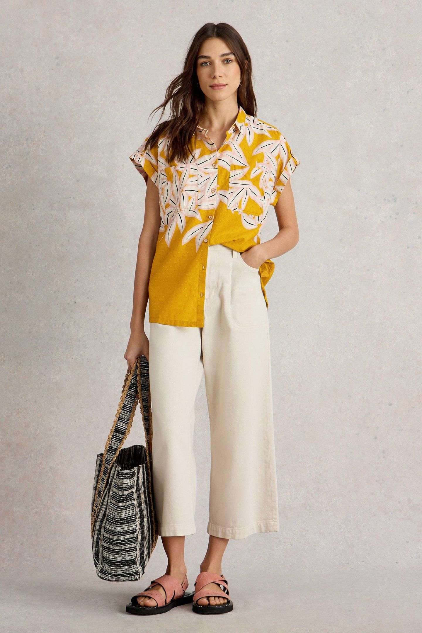 ELLIE ORGANIC COTTON SHIRT CHARTREUSE PRINT 1